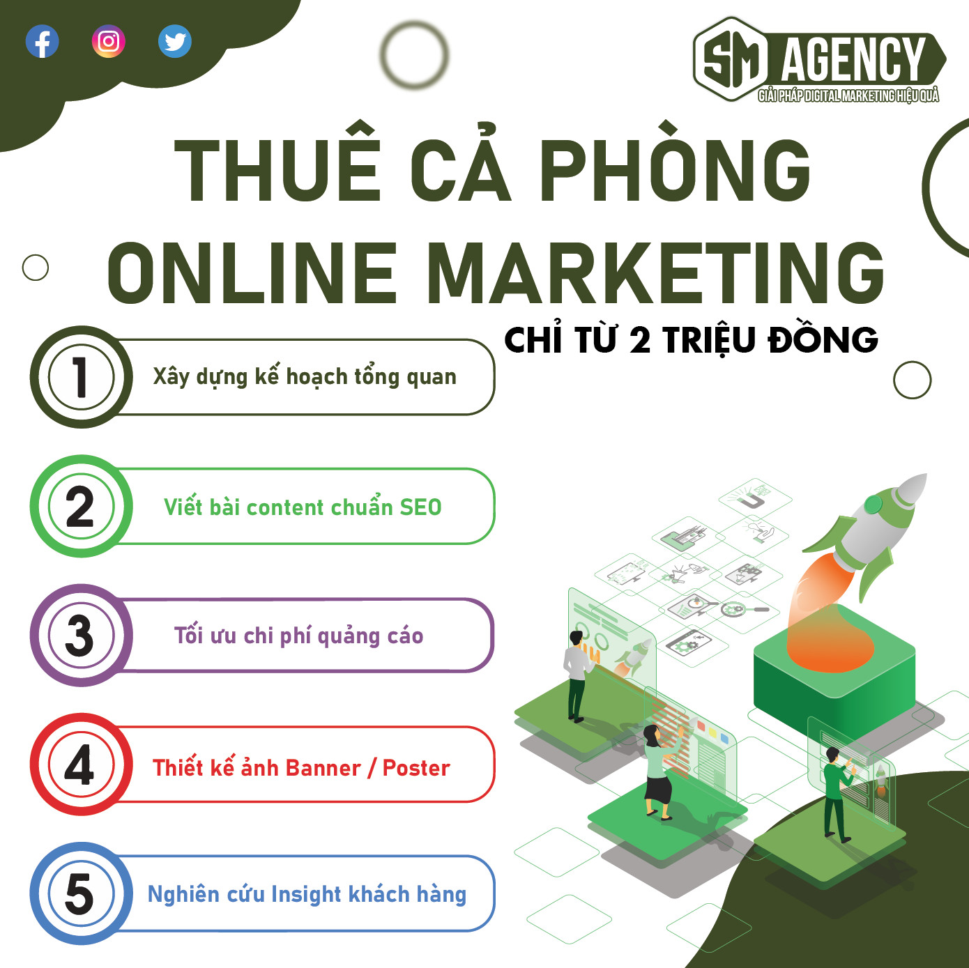 SMAgency.vn - Giải pháp Digital Marketing Facebook ad: THUÊ ĐỘI NGŨ ONLINE MARKETING CHỈ TỪ 2TR