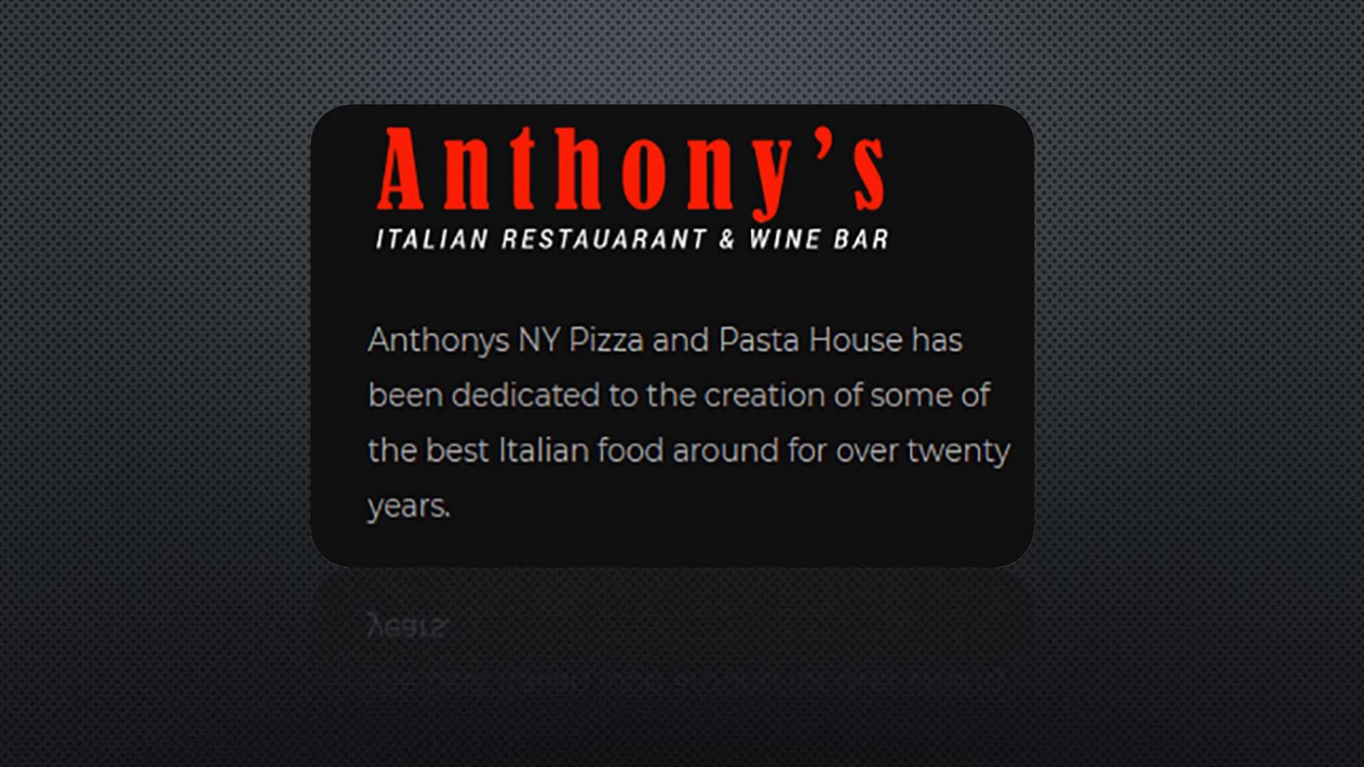 Anthonys Pasadena Facebook ad: Anthonys Italian Restaurant has been dedicated to the…