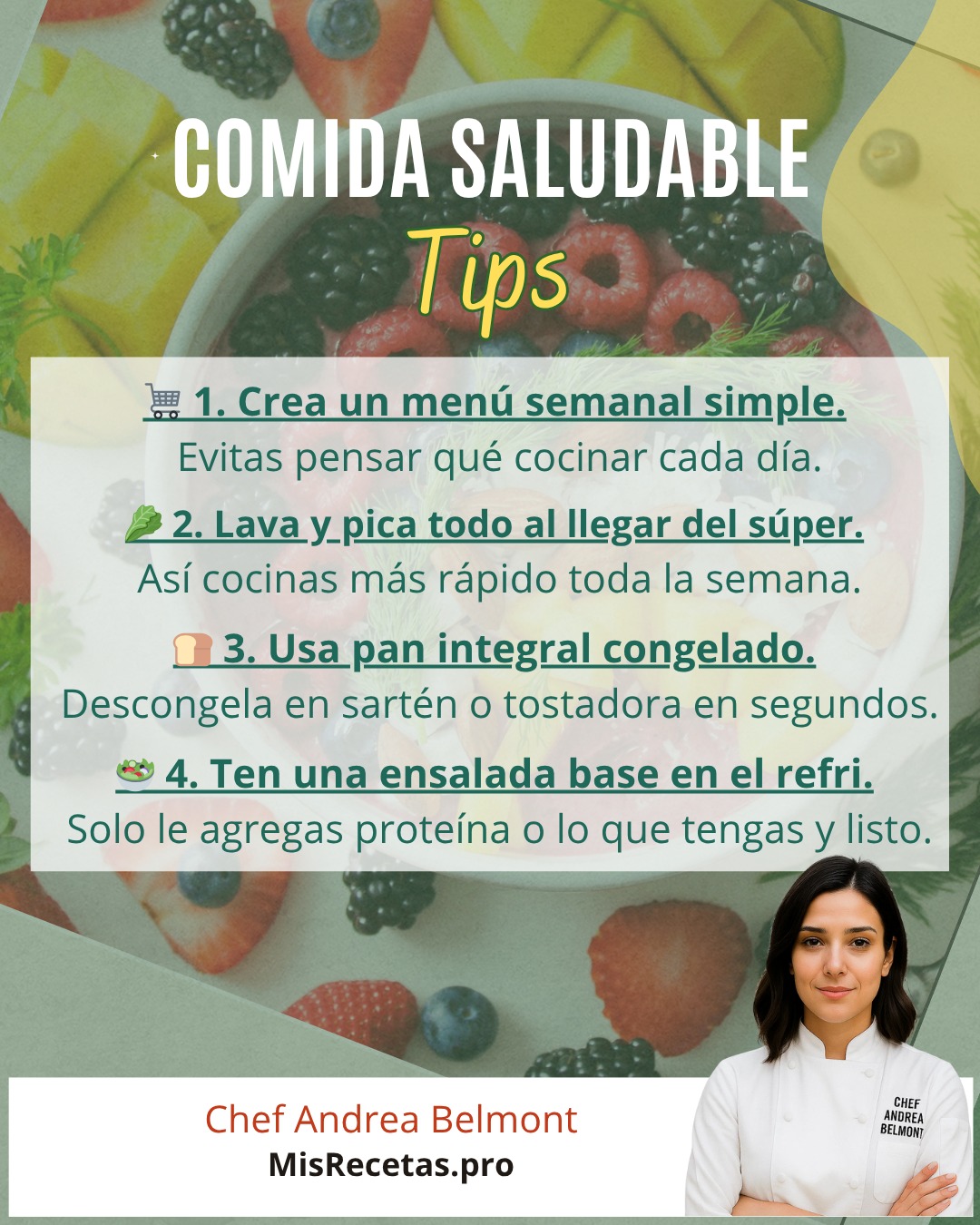 Chef Andrea Belmont Facebook ad: ¿Te gustaría comer más saludable sin complicarte la…