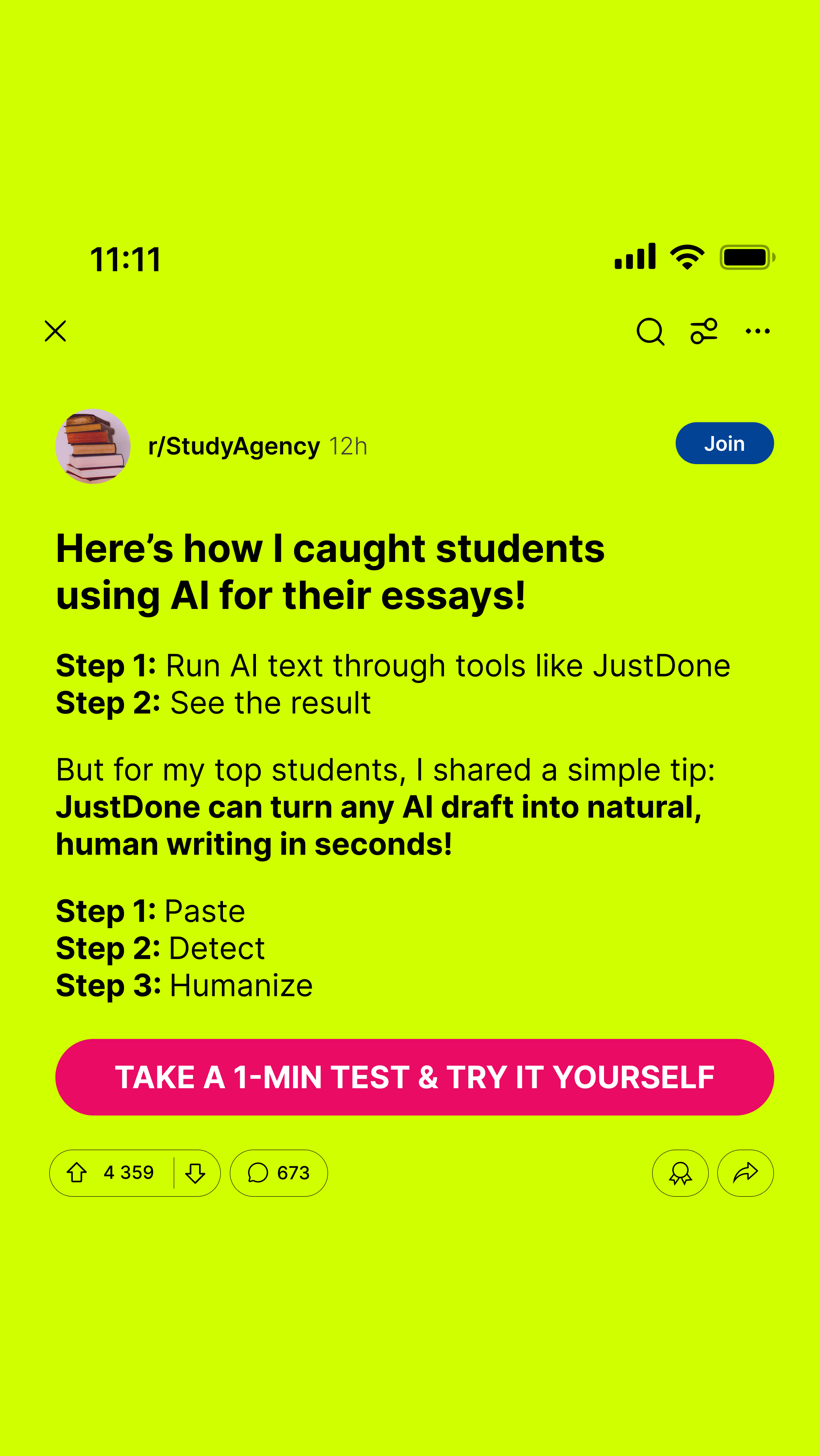 JustDone Facebook ad