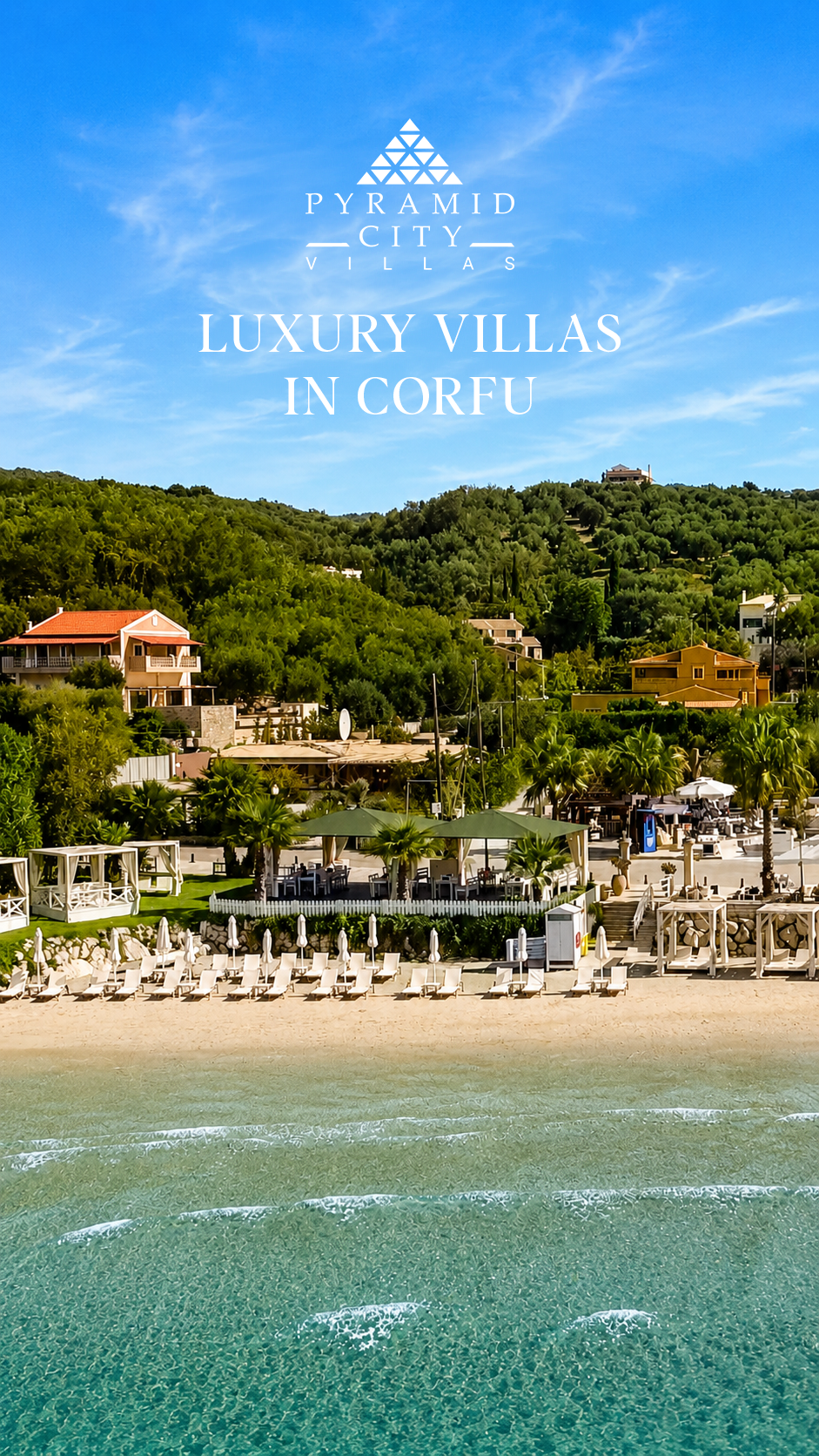 Pyramid City Villas Corfu Facebook ad: Your Private Summer Sanctuary Awaits