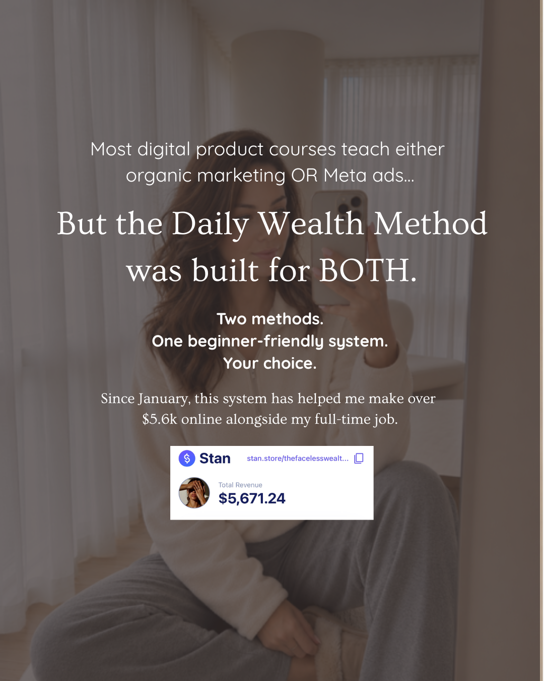 thefacelesswealthera Facebook ad: One Product. Two Sales Methods.