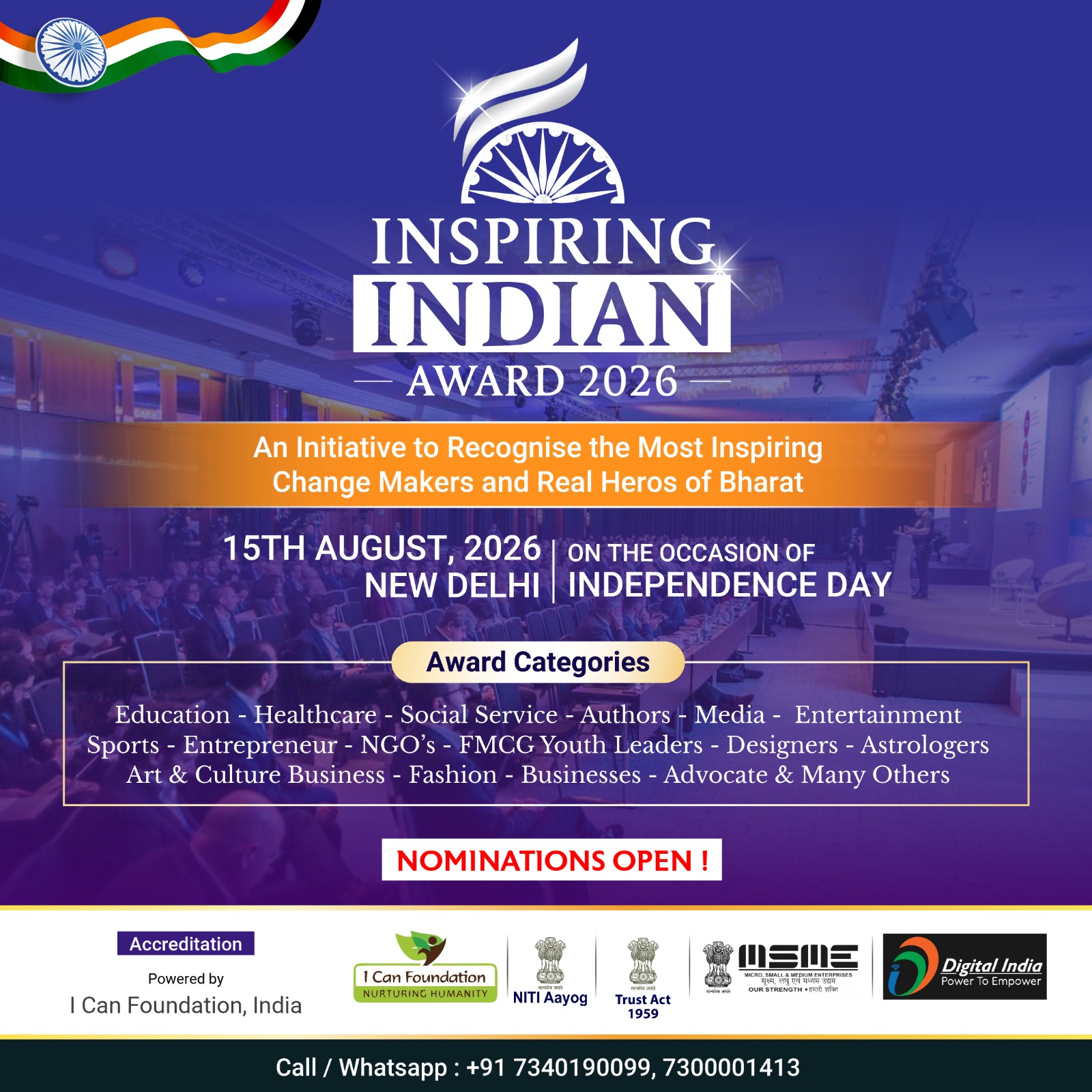 Humanitarian Excellence Awards Facebook ad: Inspiring Indian Award 2026 - Top 100 Inspiring Leaders…