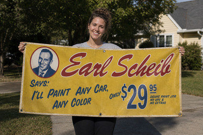 Ultimate Mancave Decor Facebook ad: VINTAGE EARL SCHEIB BANNER Auto Paint jobs for $29.95…