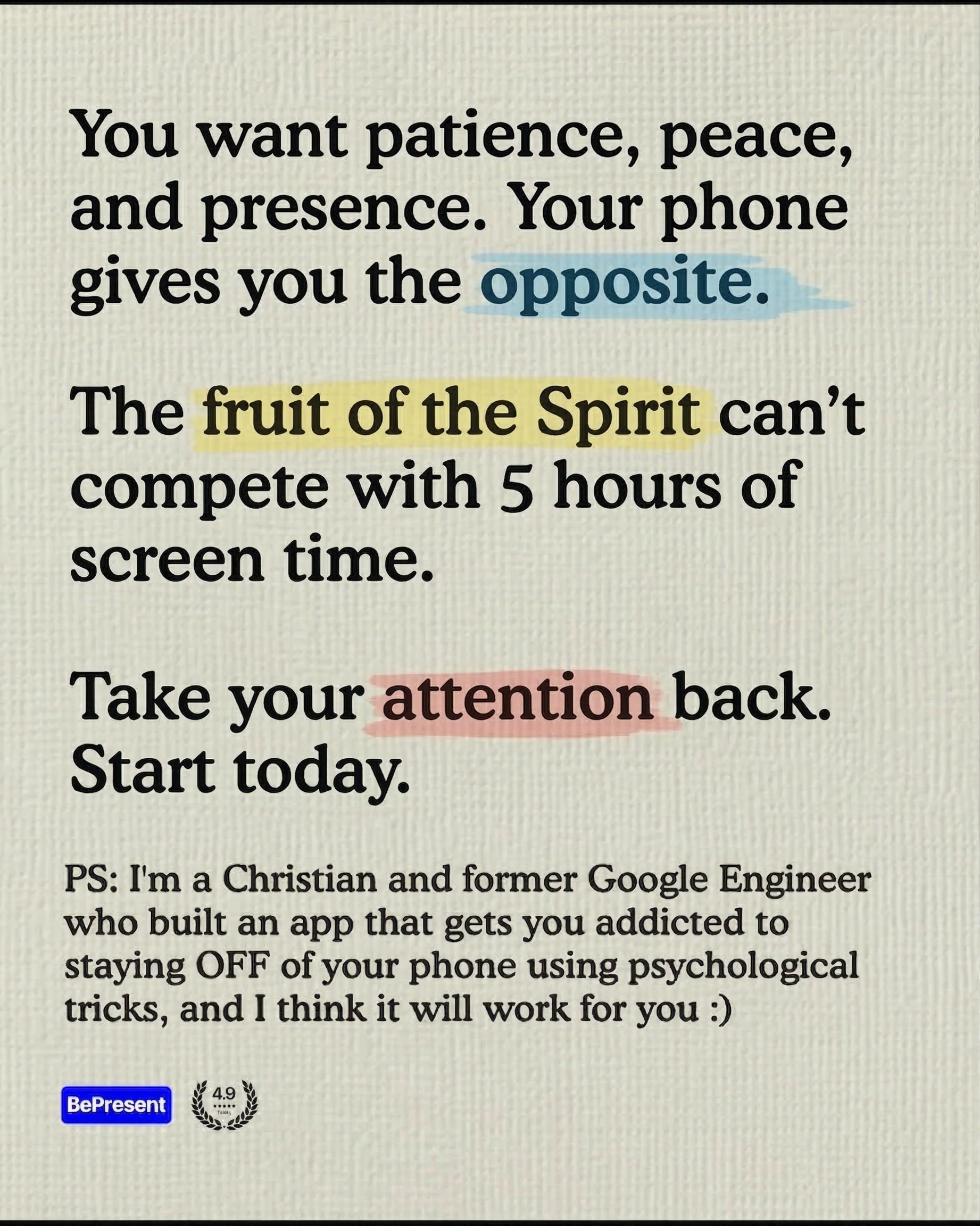 BePresent - Screen Time Tracker Facebook ad