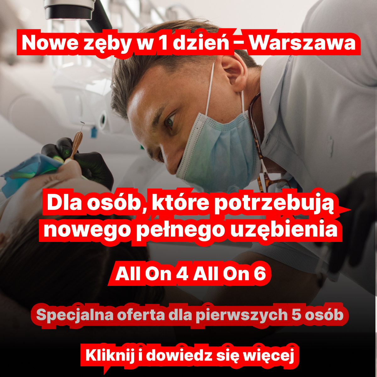 Renaissance Dental Facebook ad: Pełna metamorfoza uśmiechu w 1 dzień