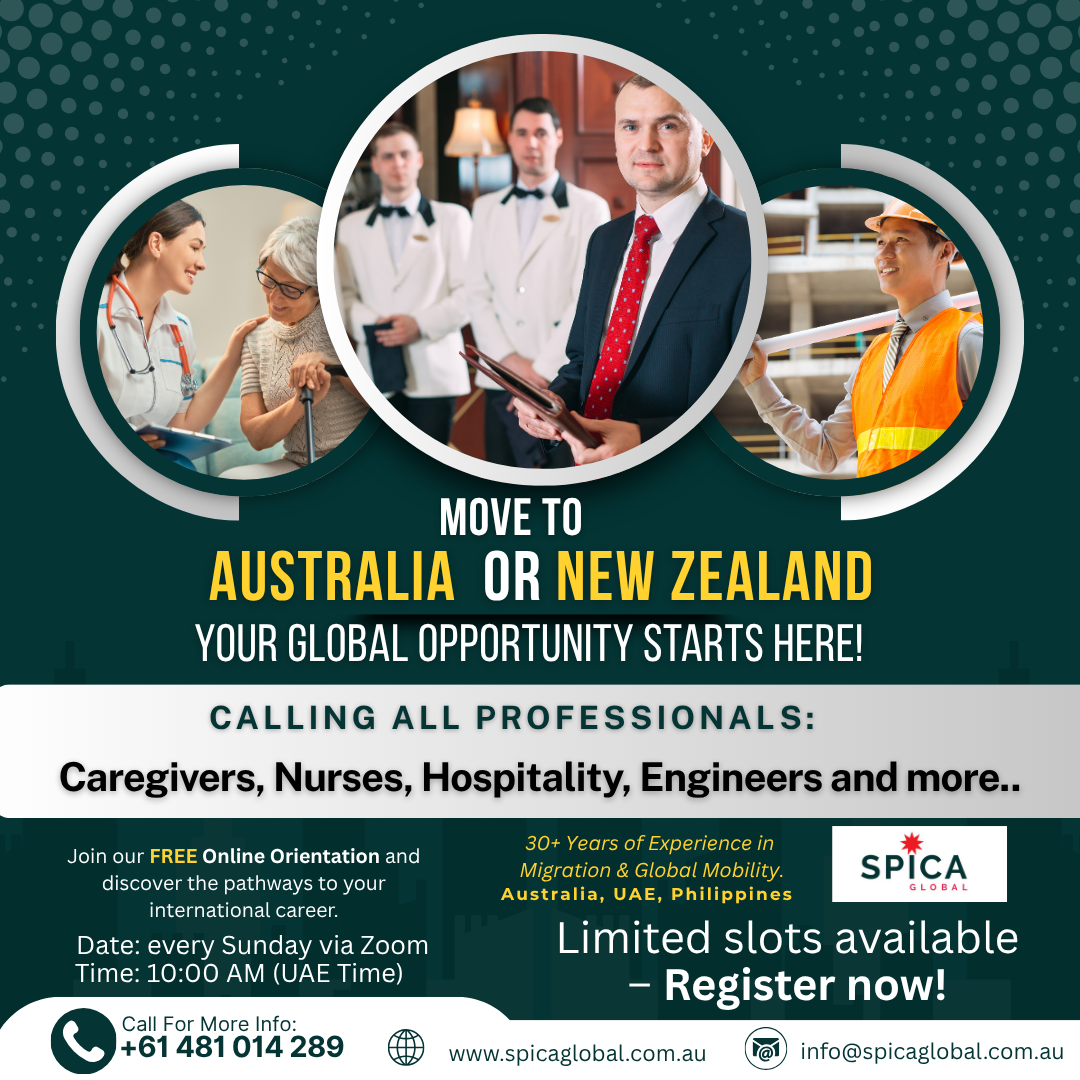 Spica Global Facebook ad: Are you currently working in the Middle East…