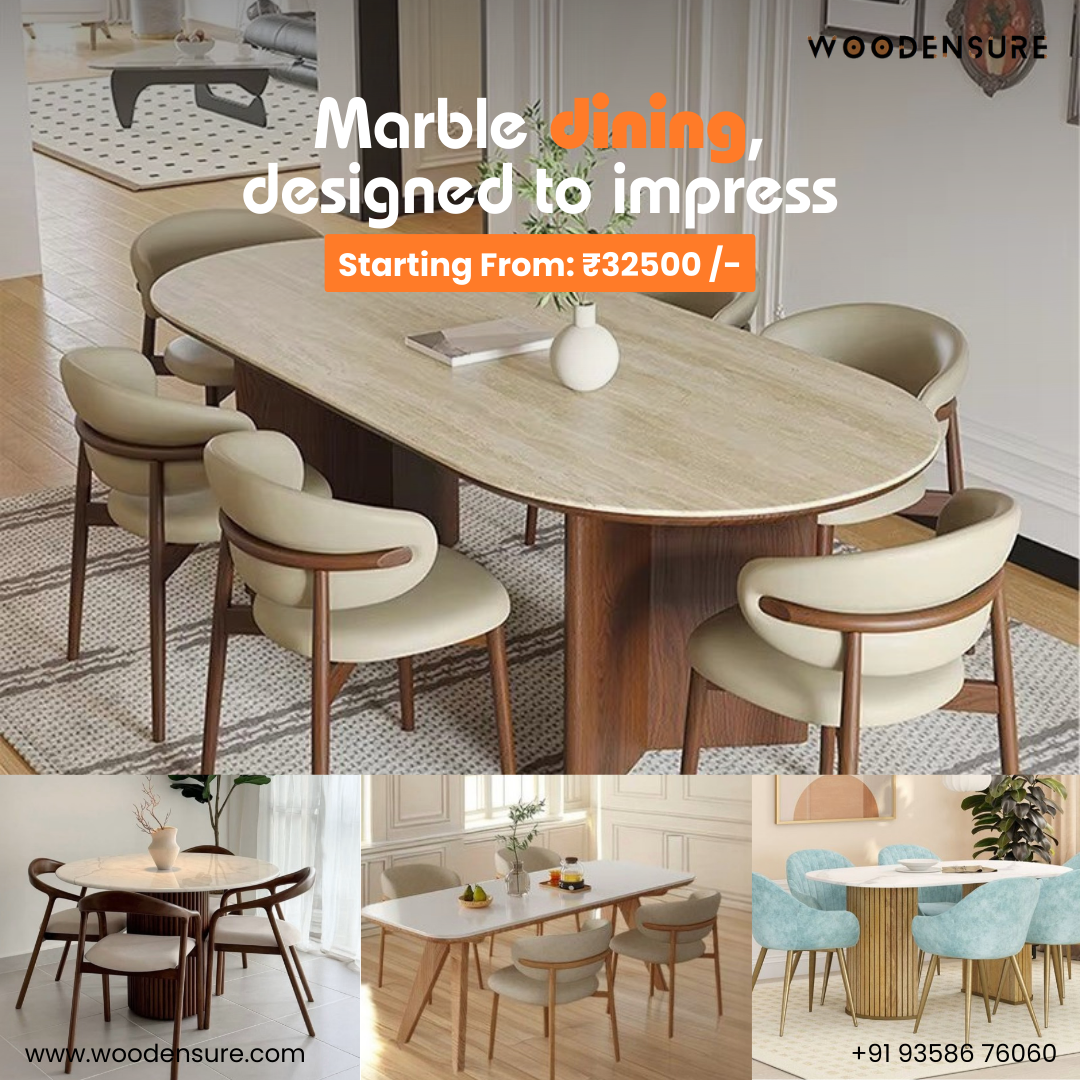 Woodensure Facebook ad: Elevate your dining space with timeless elegance.