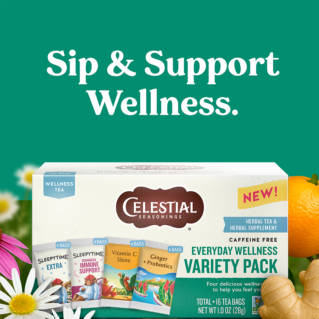 Celestial Seasonings Tea Facebook ad: New Celestial Seasonings Wellness Tea