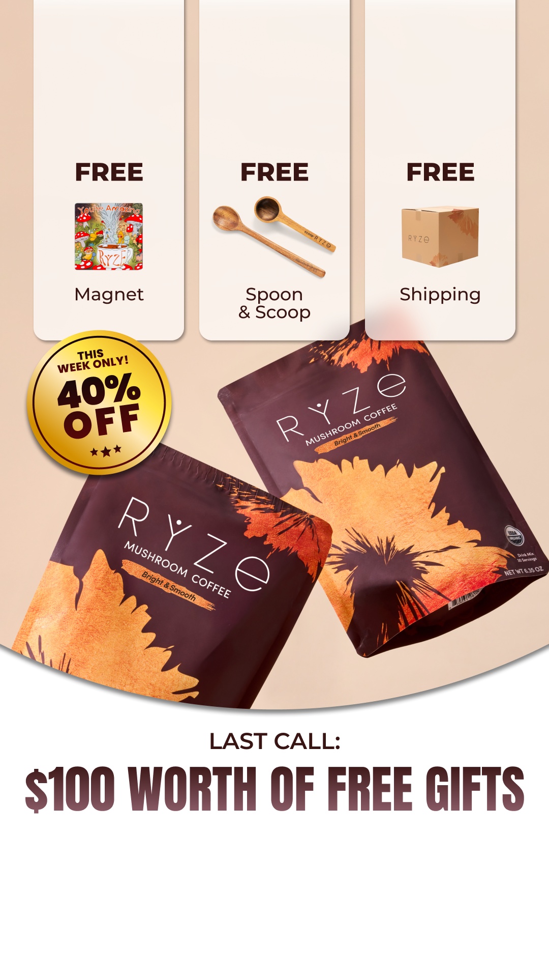 RYZE Superfoods Facebook ad