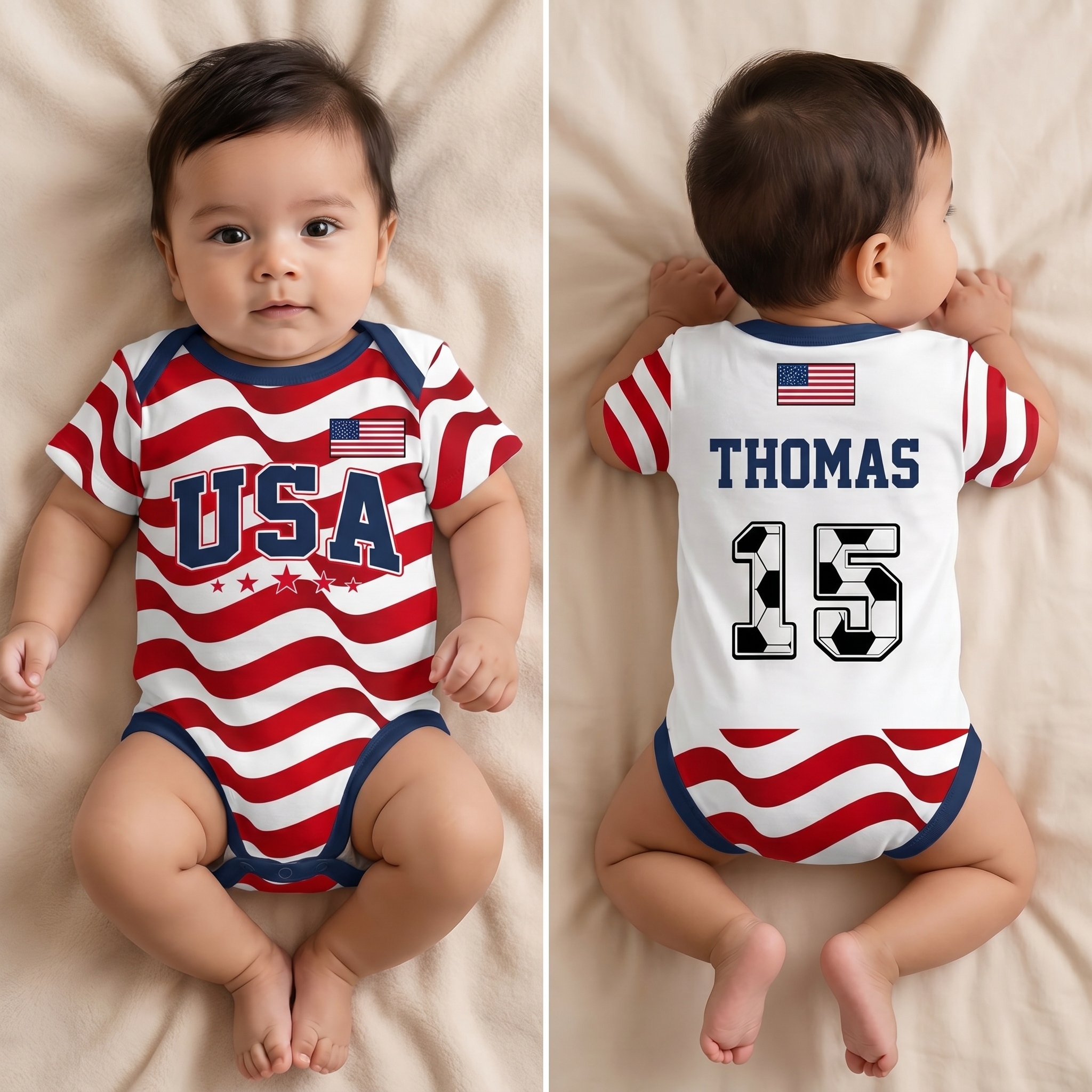 Friends and Family Gift Shop Facebook ad: Personalized Soccer Onesie