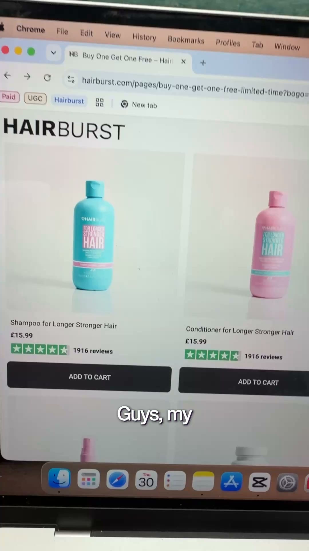 Hairburst Facebook ad from Aug 17, 2026