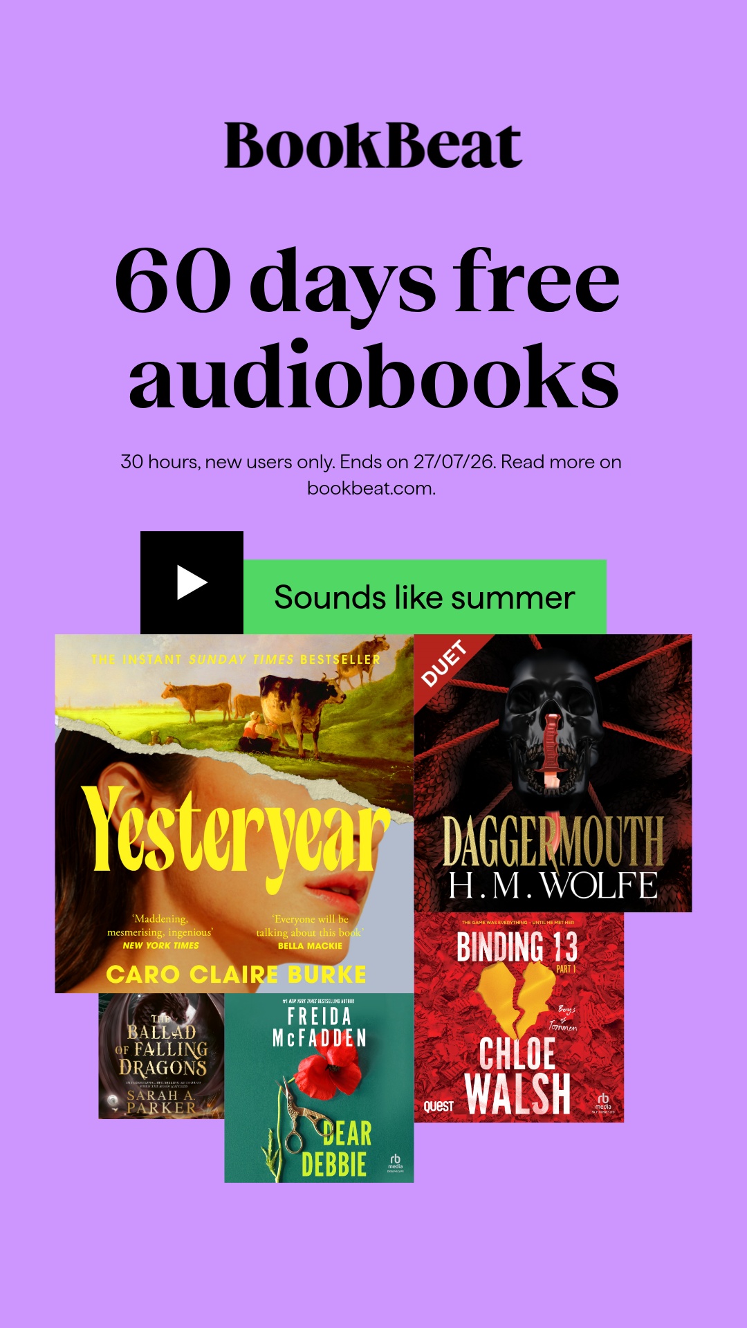 BookBeat Facebook ad from Jul 12, 2026