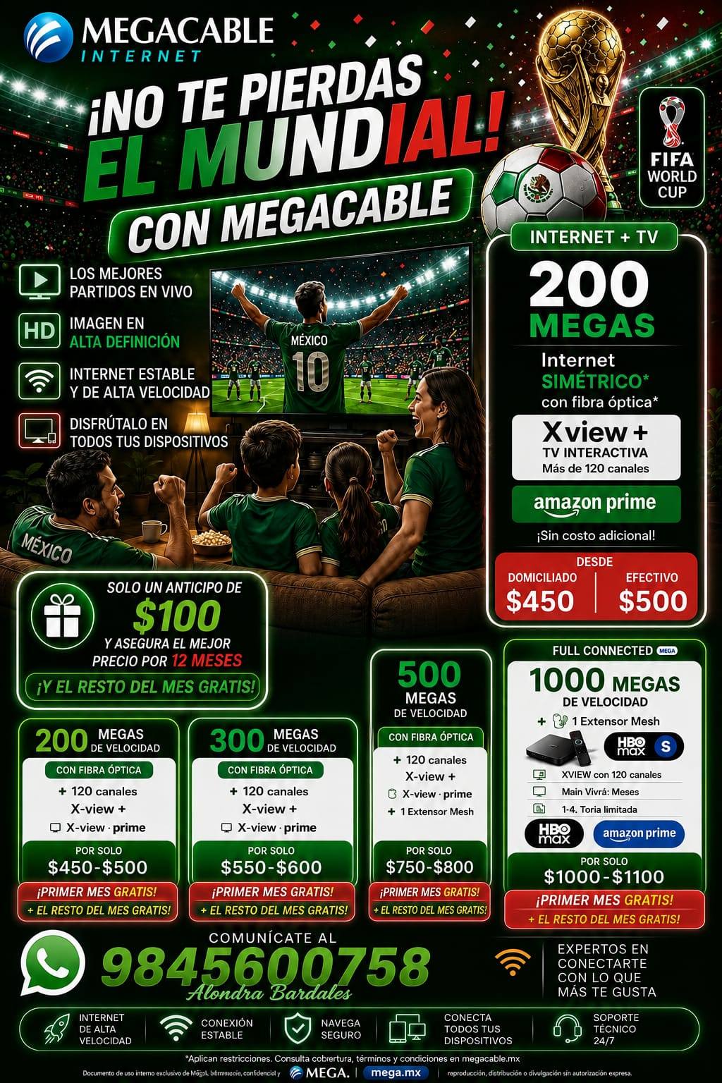 Mega Chetumal Alondra Bardales Facebook ad: Contrata con sólo $100 pesos.