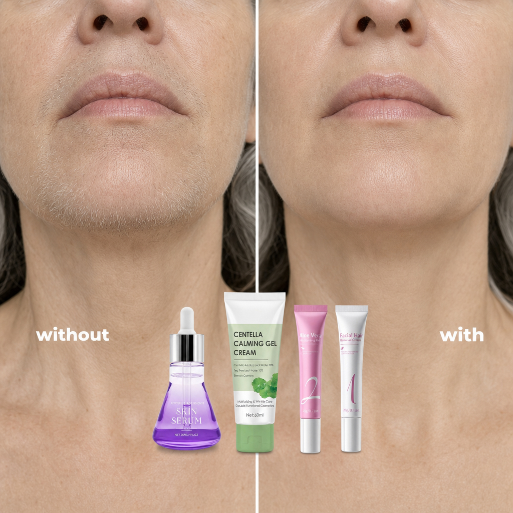 Menopause Skin & Hair Facebook ad: Laser Can’t See Gray Hair. This Can.