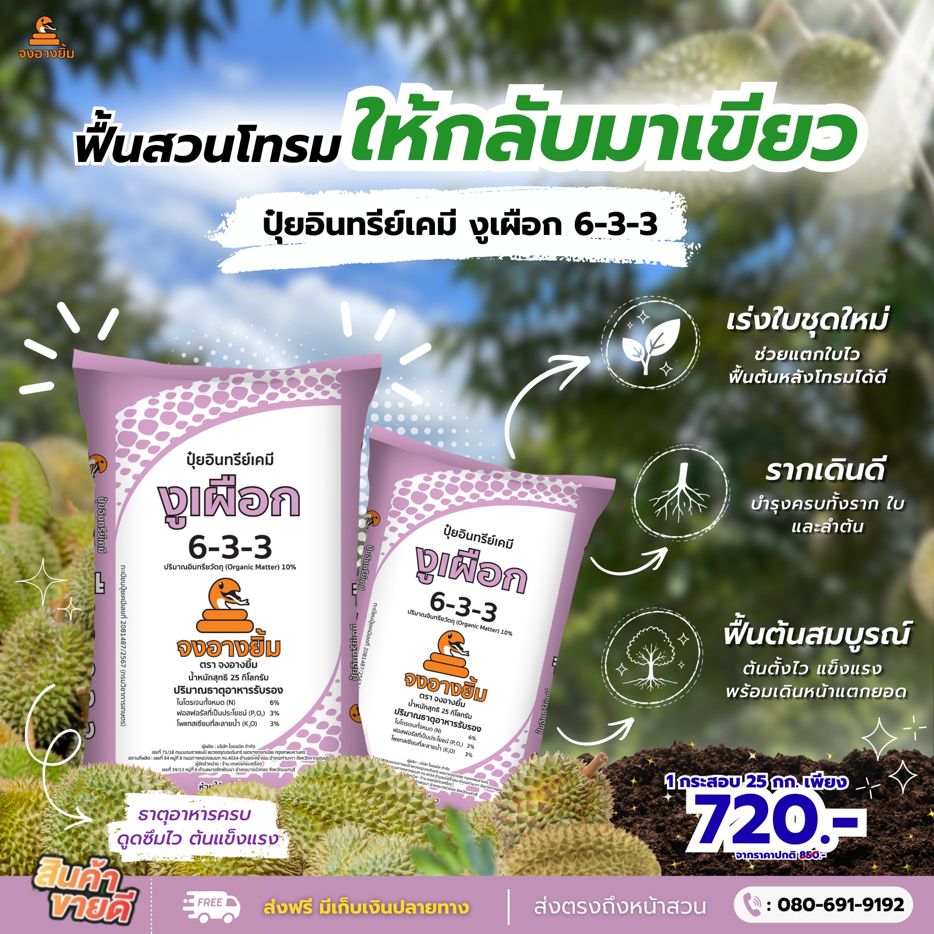 ปุ๋ย ตรา จงอางยิ้ม - เพจหลักบริษัท Facebook ad: ฟื้นสวนโทรม ให้กลับมาเขียว