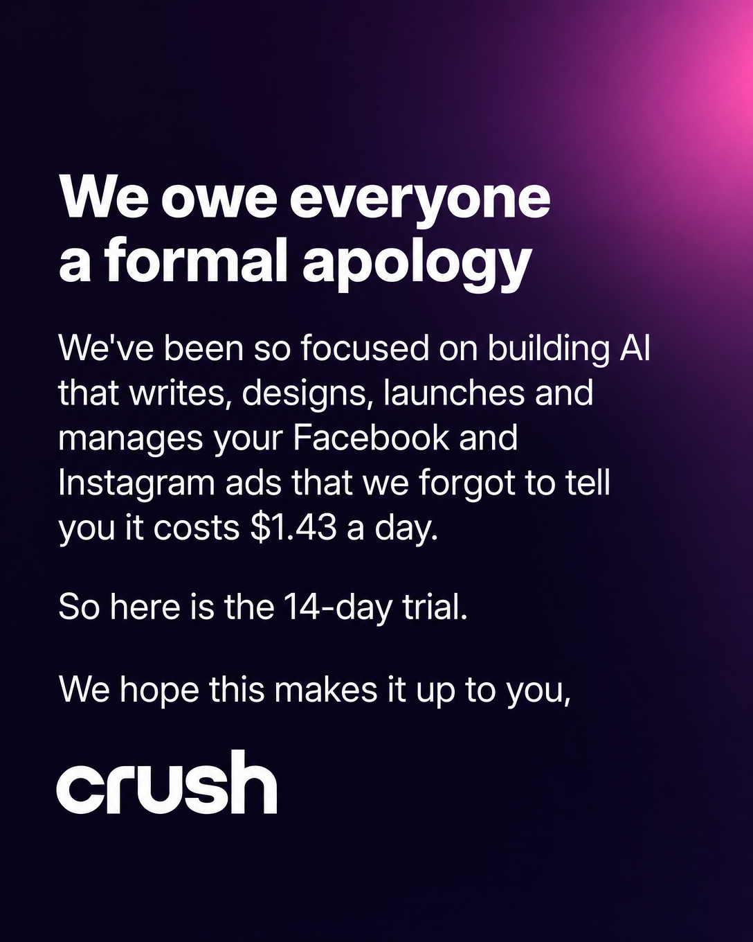 trycrush.ai Facebook ad