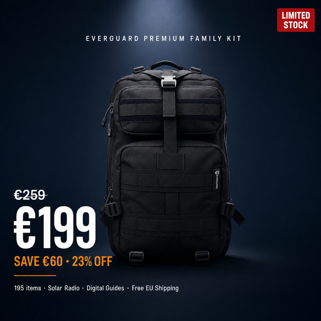 Everguard Facebook ad: 195 Items. One Backpack. €60 OFF.