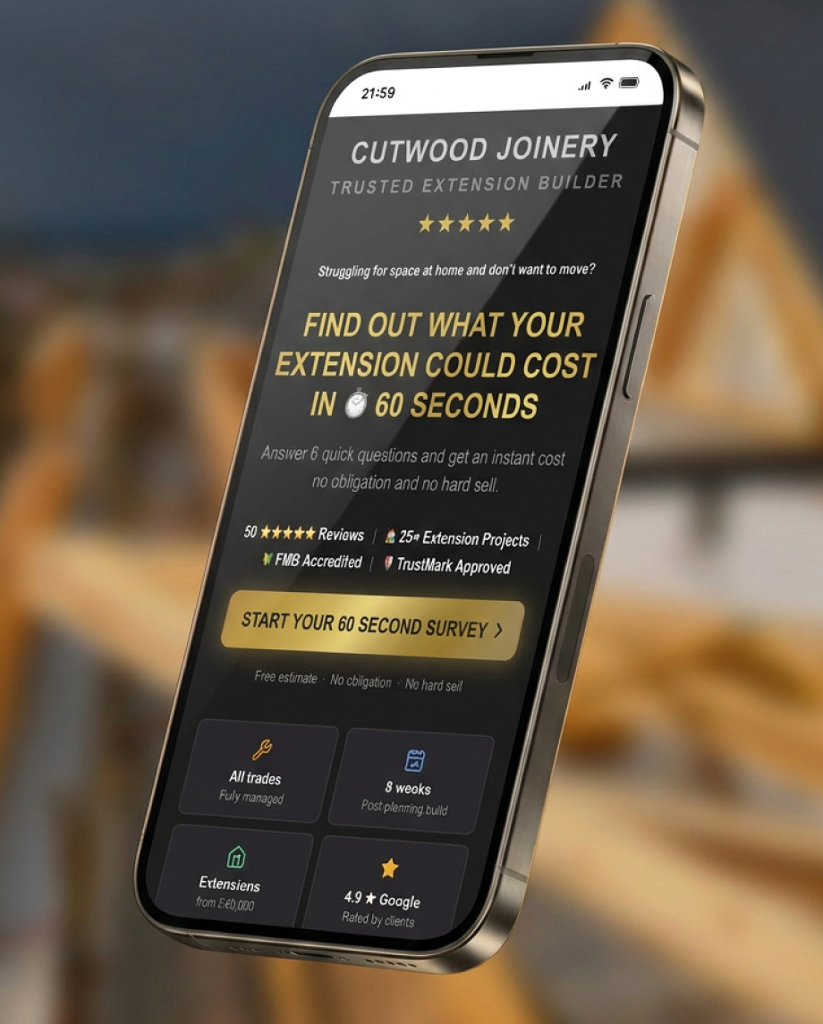 Cutwood Joinery Facebook ad: Find Out What Your Extension Costs