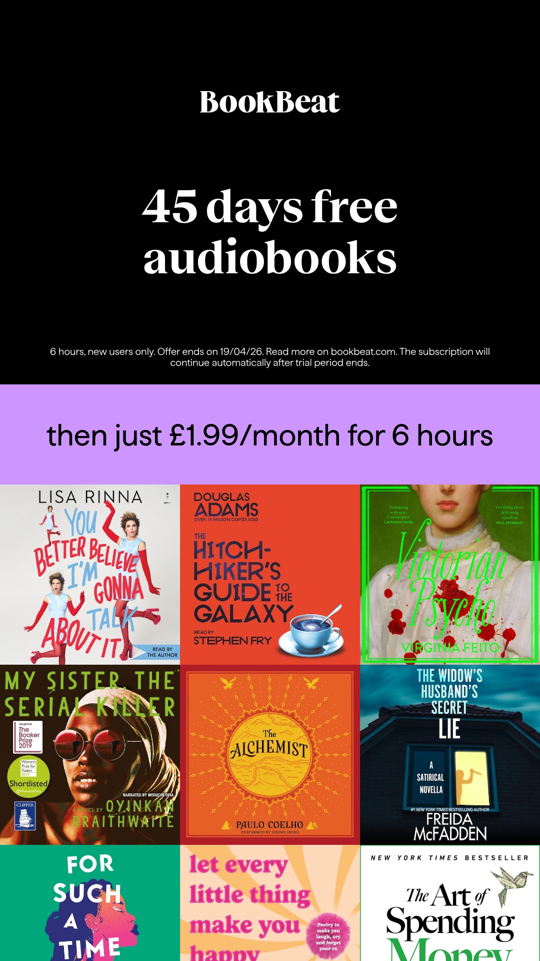 BookBeat Facebook ad from Apr 17, 2026