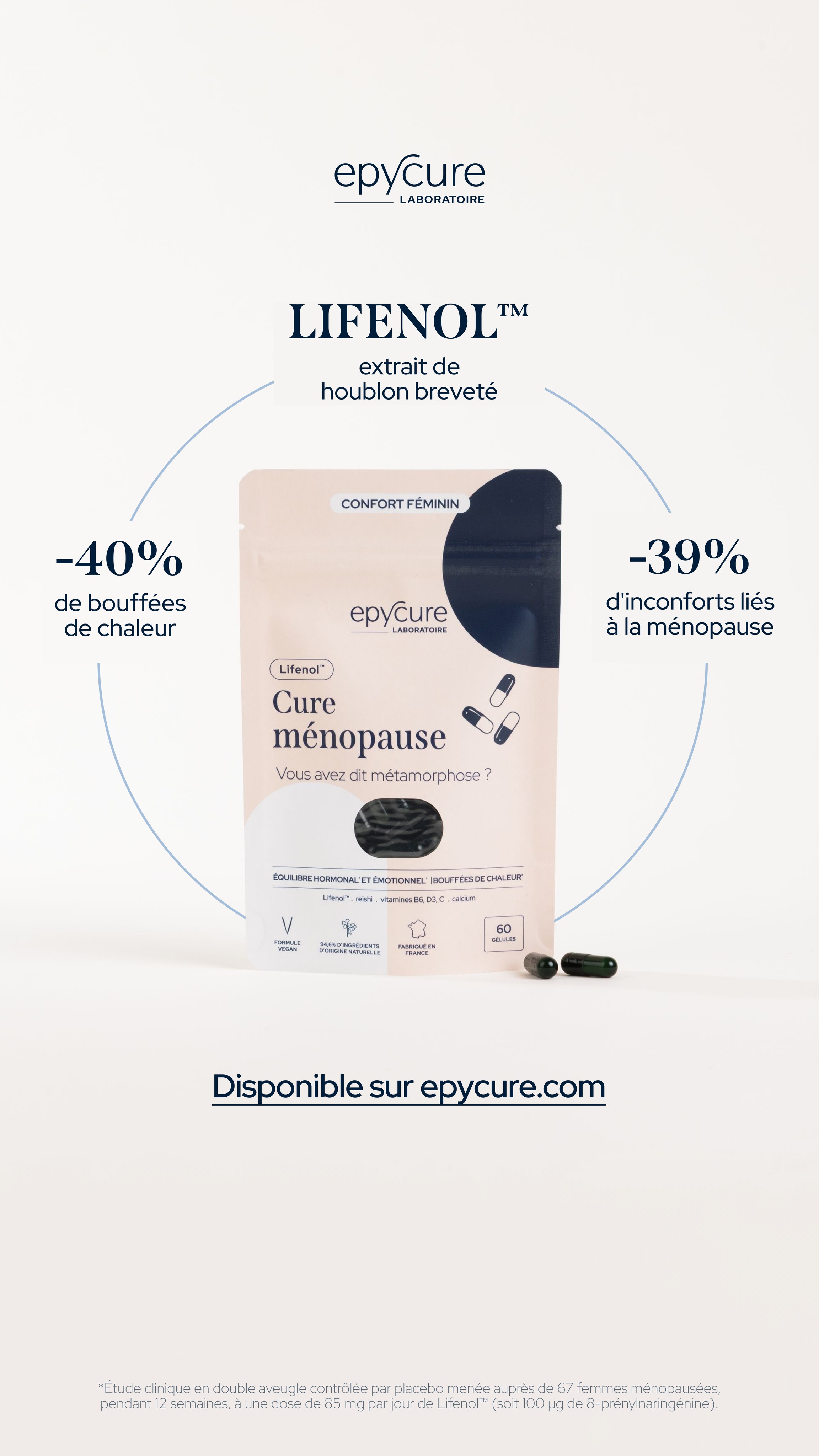 Epycure Facebook ad: 86% des femmes recommandent la Cure ménopause