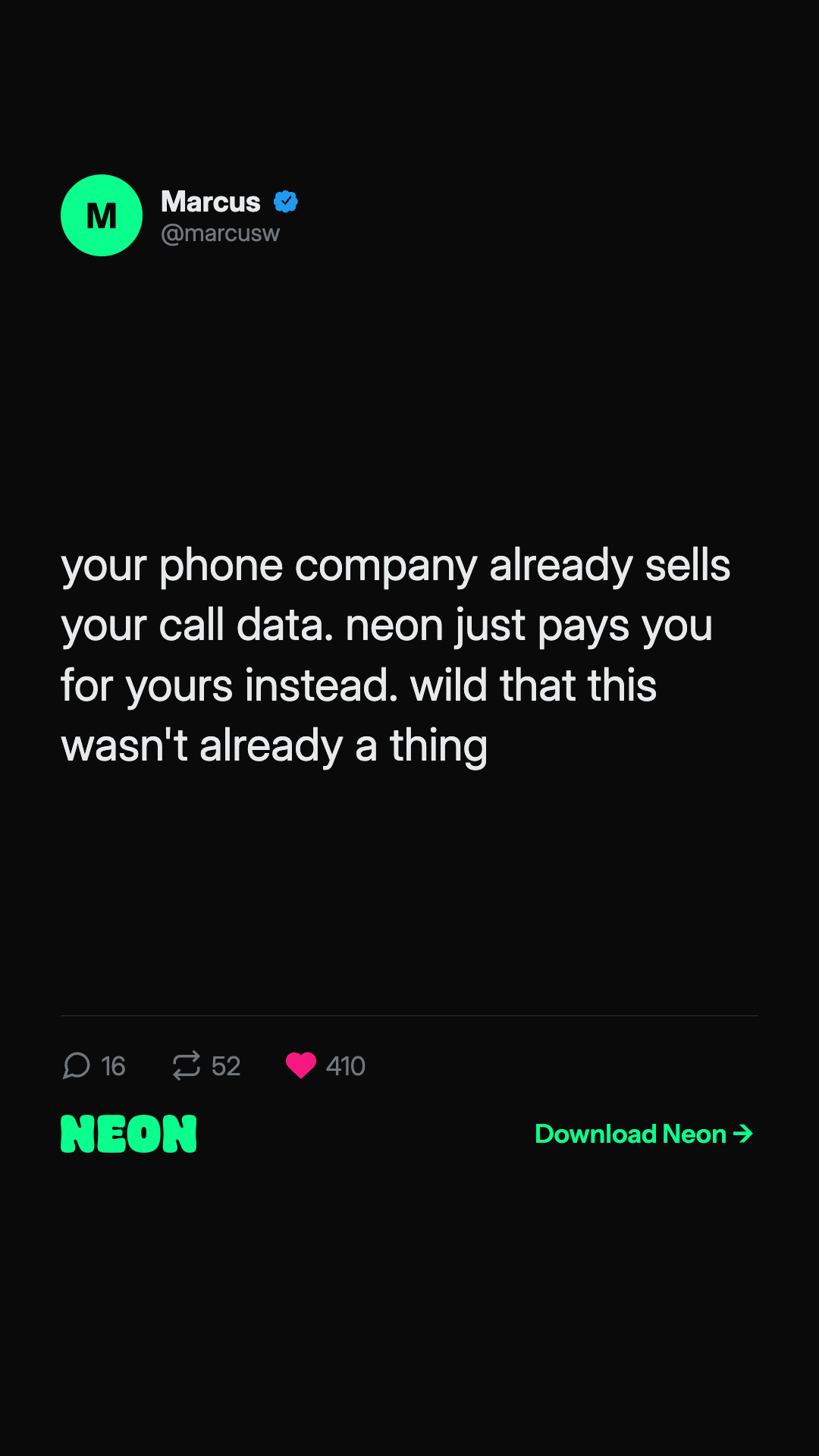 Neon Mobile Facebook ad