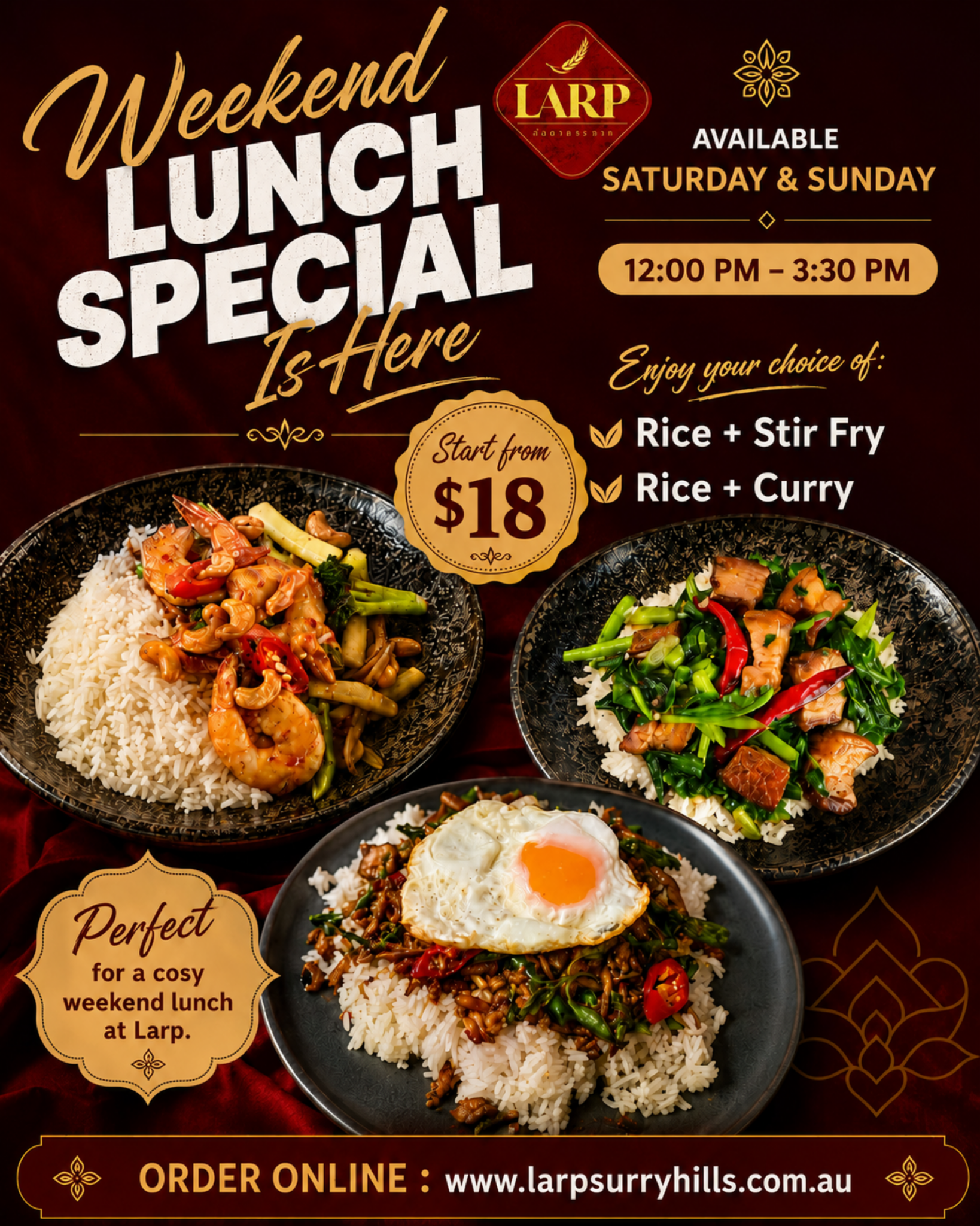 LARP Restaurant SurryHills Facebook ad: Weekend Lunch From $18