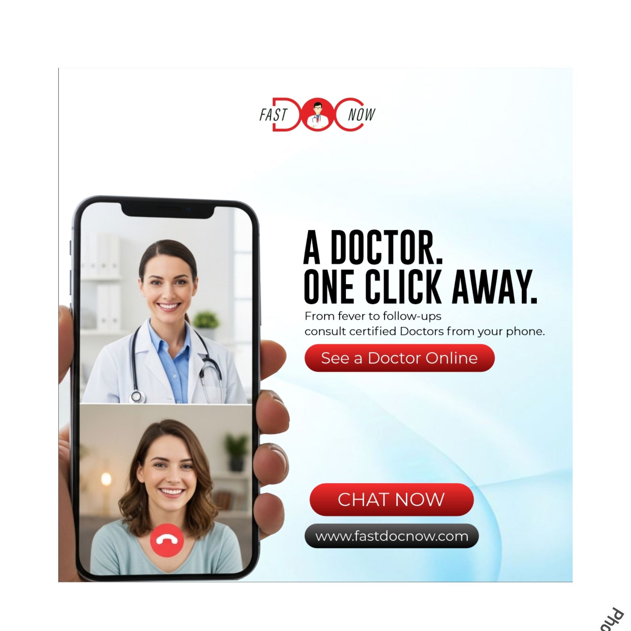 Fast Doc Now Facebook ad: We offer online doctor consultation for minor illnesses…