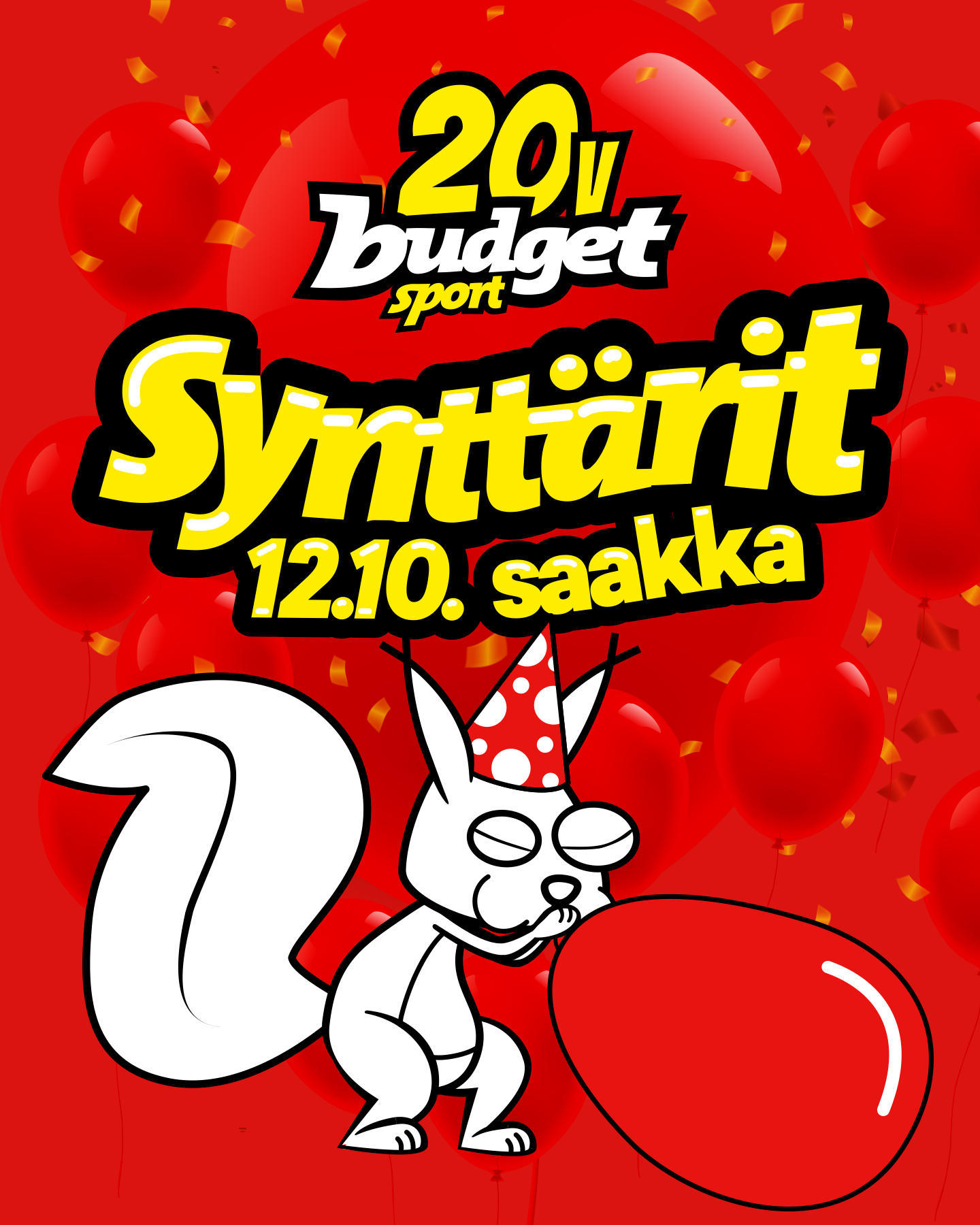 Budget Sport Facebook ad: Synttäritarjouksia täällä
