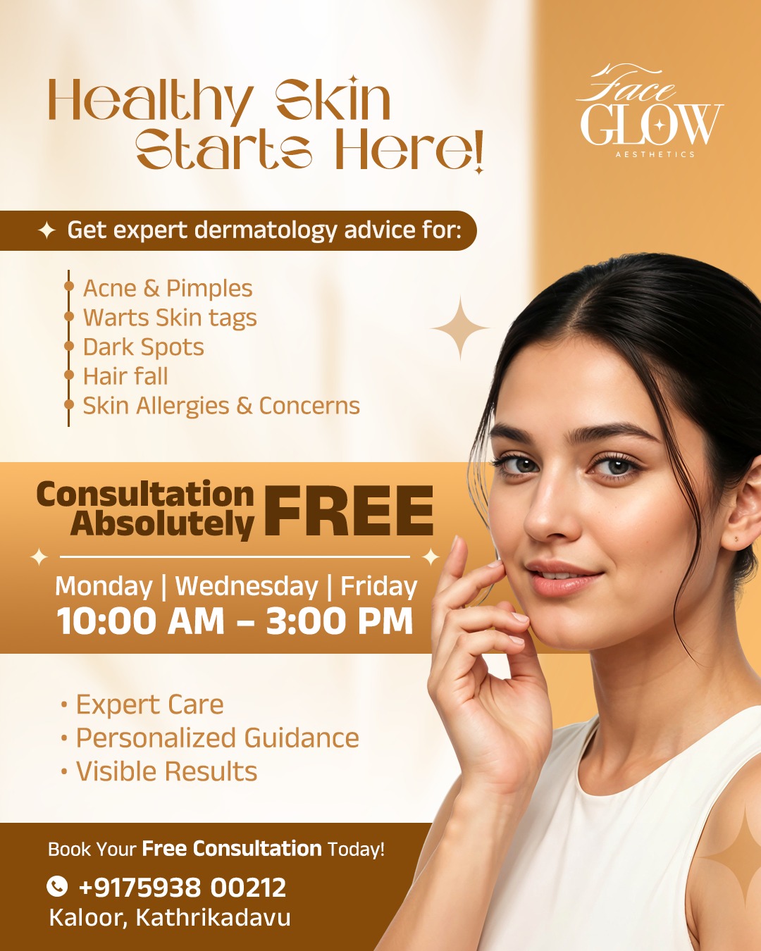 Faceglowaesthetics Facebook ad: FREE Dermatology Consultation