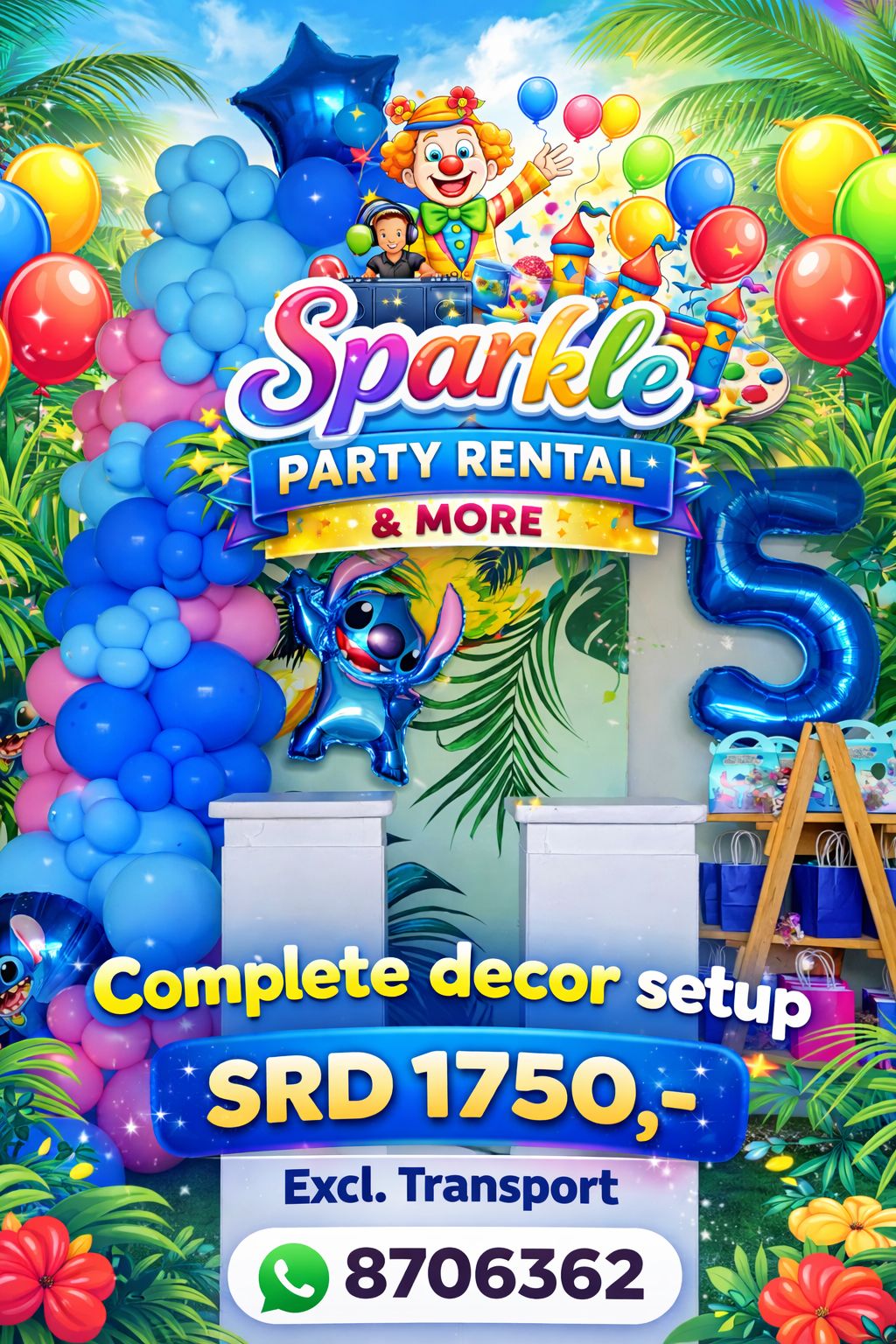 Sparkle Party Rentals & more Facebook ad: Complete Decoratie Setup, SRD 1750