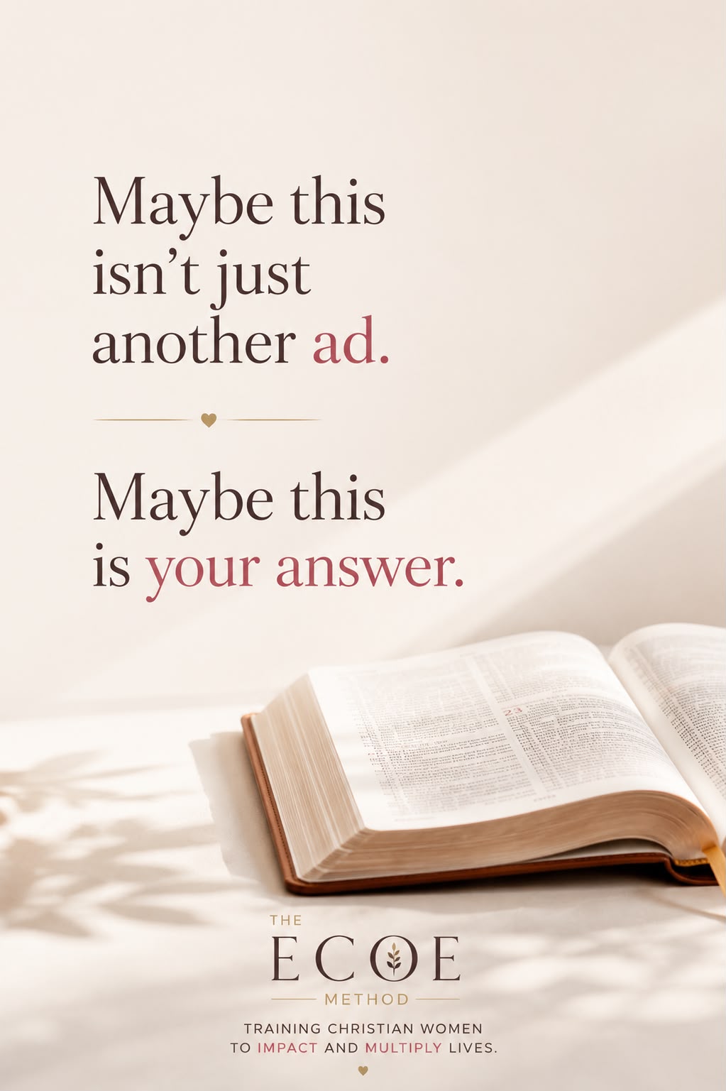 Raissa Barros Facebook ad: Become a Christian Mentor in 30 Days