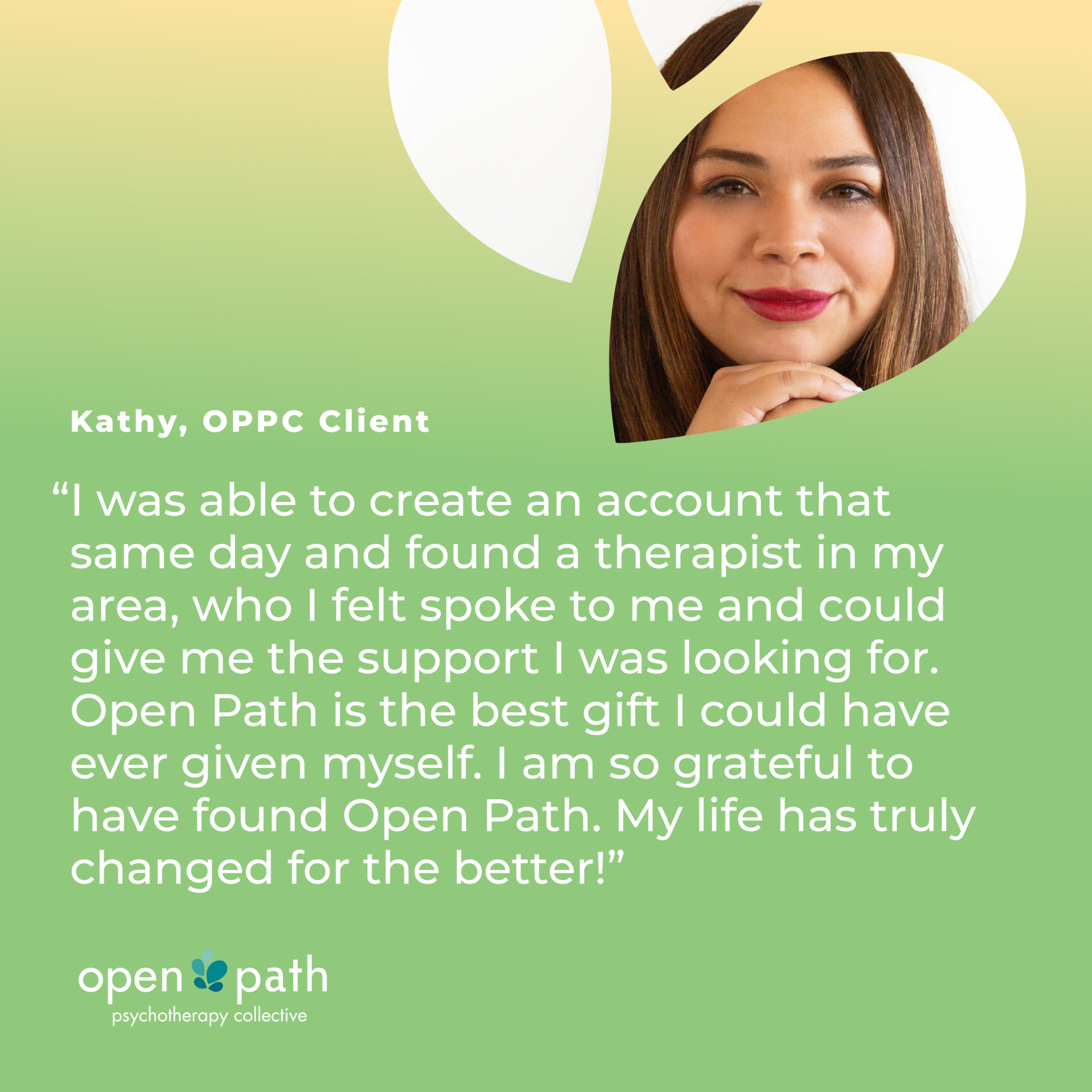Open Path Psychotherapy Collective Facebook ad: Find Your Therapist | Join today