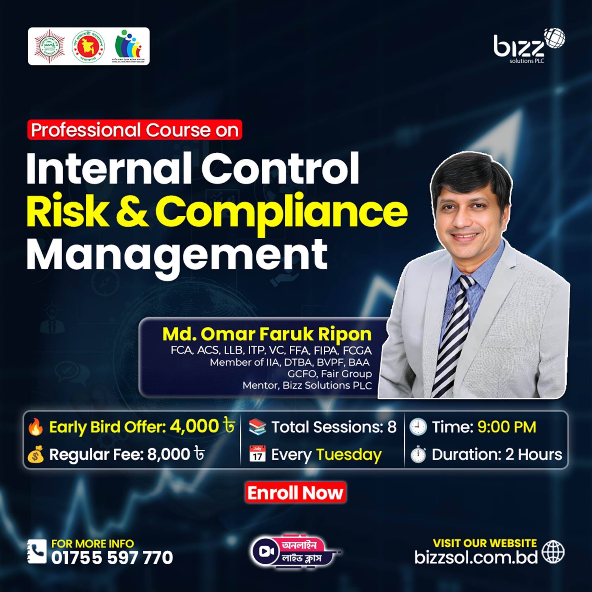 Bizz Solutions PLC - Professional Training Facebook ad: Audit, Risk & Compliance Management শিখে ক্যারিয়ার গড়ুন!