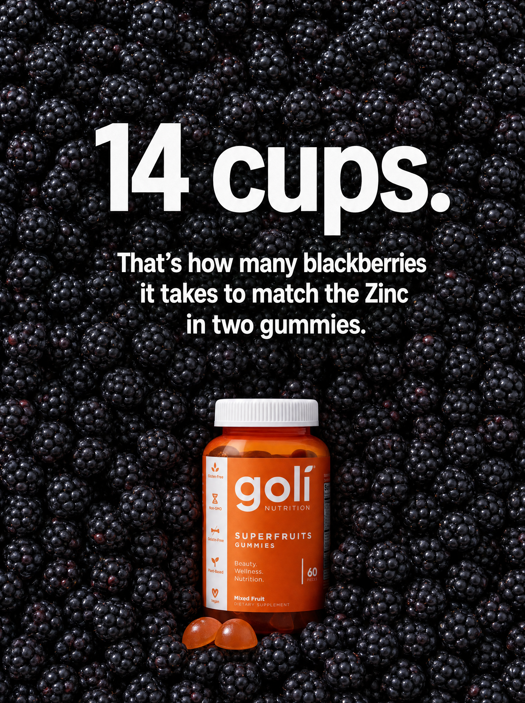Goli Facebook ad: $50 of Fruit, or Two Gummies?
