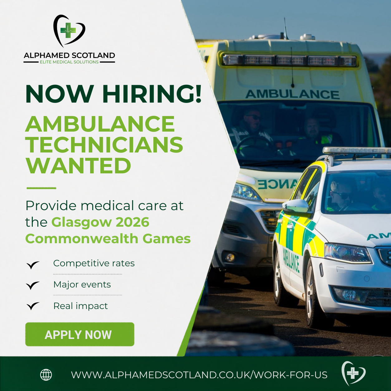 Alphamed Scotland Facebook ad: Provide medical cover at the Commonwealth Games 2026