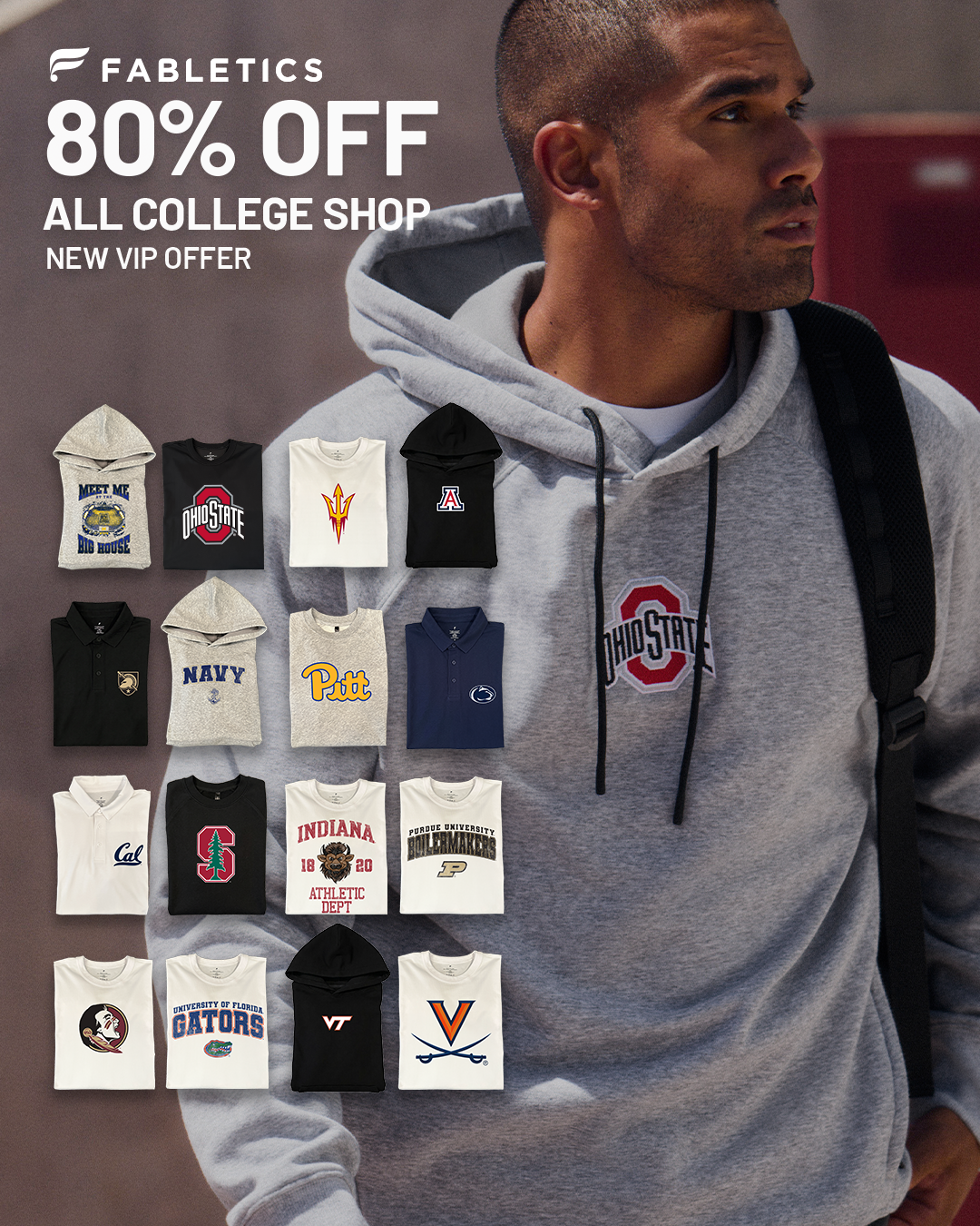 Fabletics Men Facebook ad: FABLETICS COLLEGE SHOP