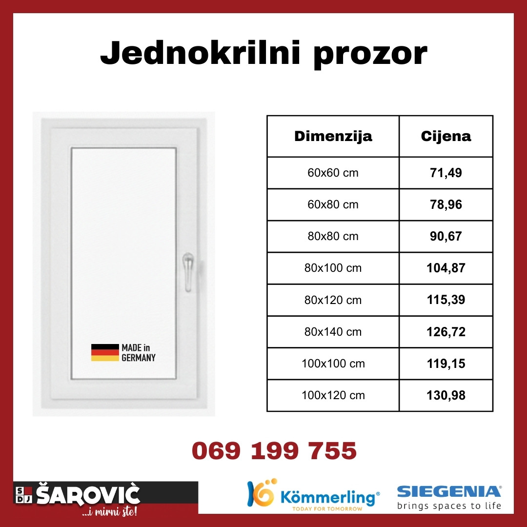 SDJ Šarović - ALU i PVC bravarija Facebook ad: Gotovi PVC vrata i prozori - BEZ UGRADNJENjemački…