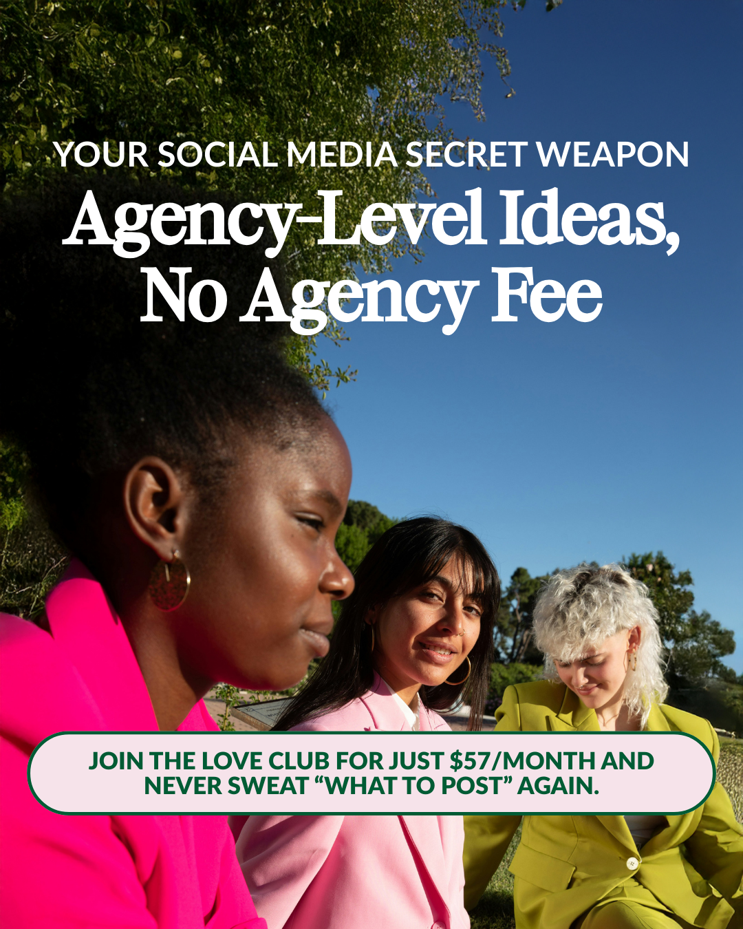 Love Social Media Facebook ad: We'll Tell You What To Post | $57/mo