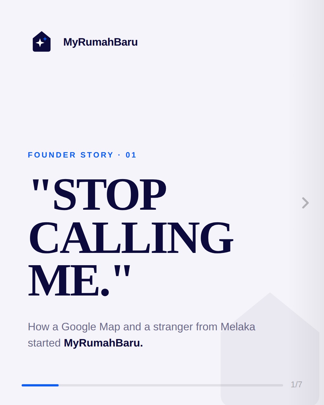 Myrumahbaru Facebook ad: STOP CALLING ME.