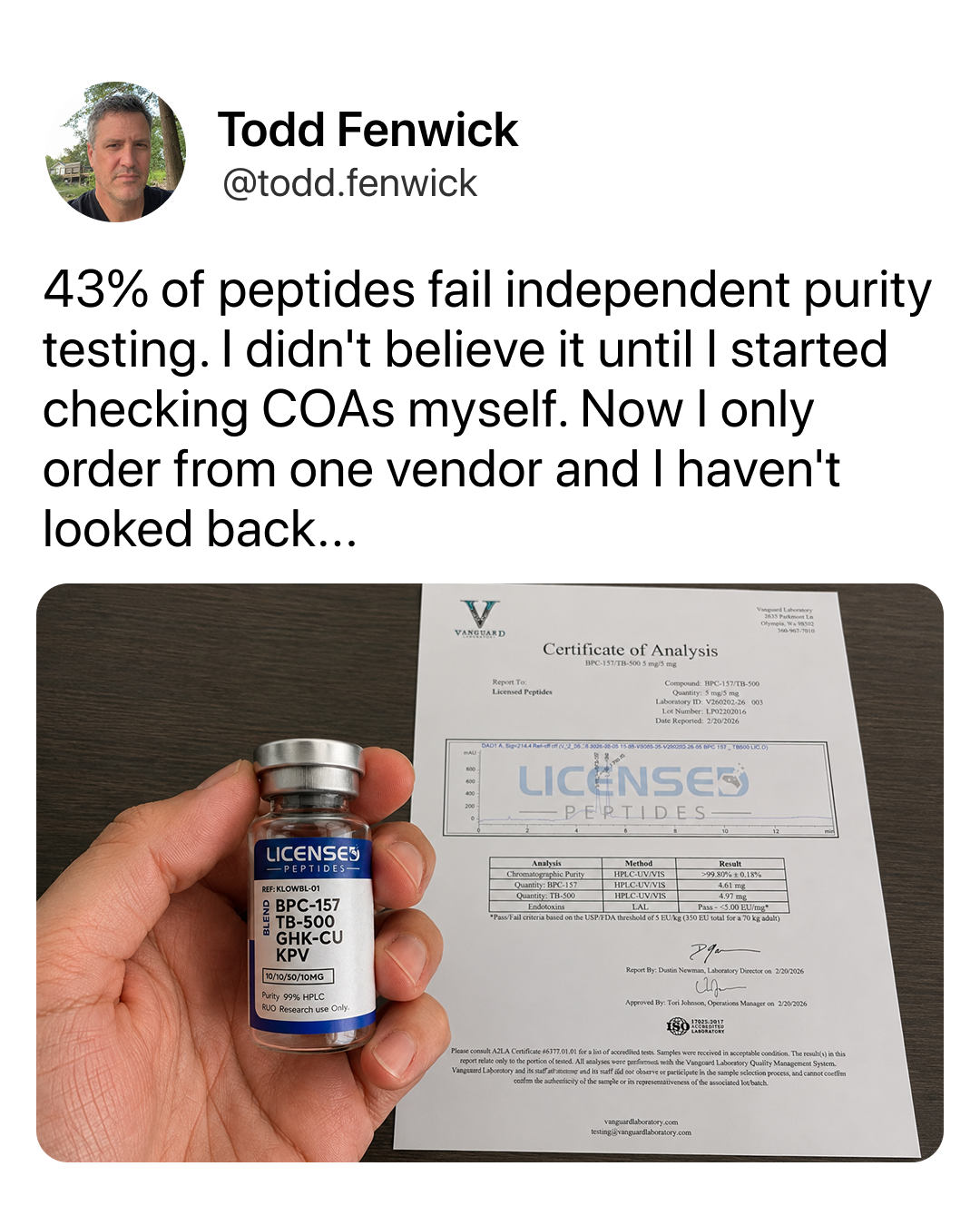 Licensed Peptides Facebook ad: Trusted by 10,000+ researchers