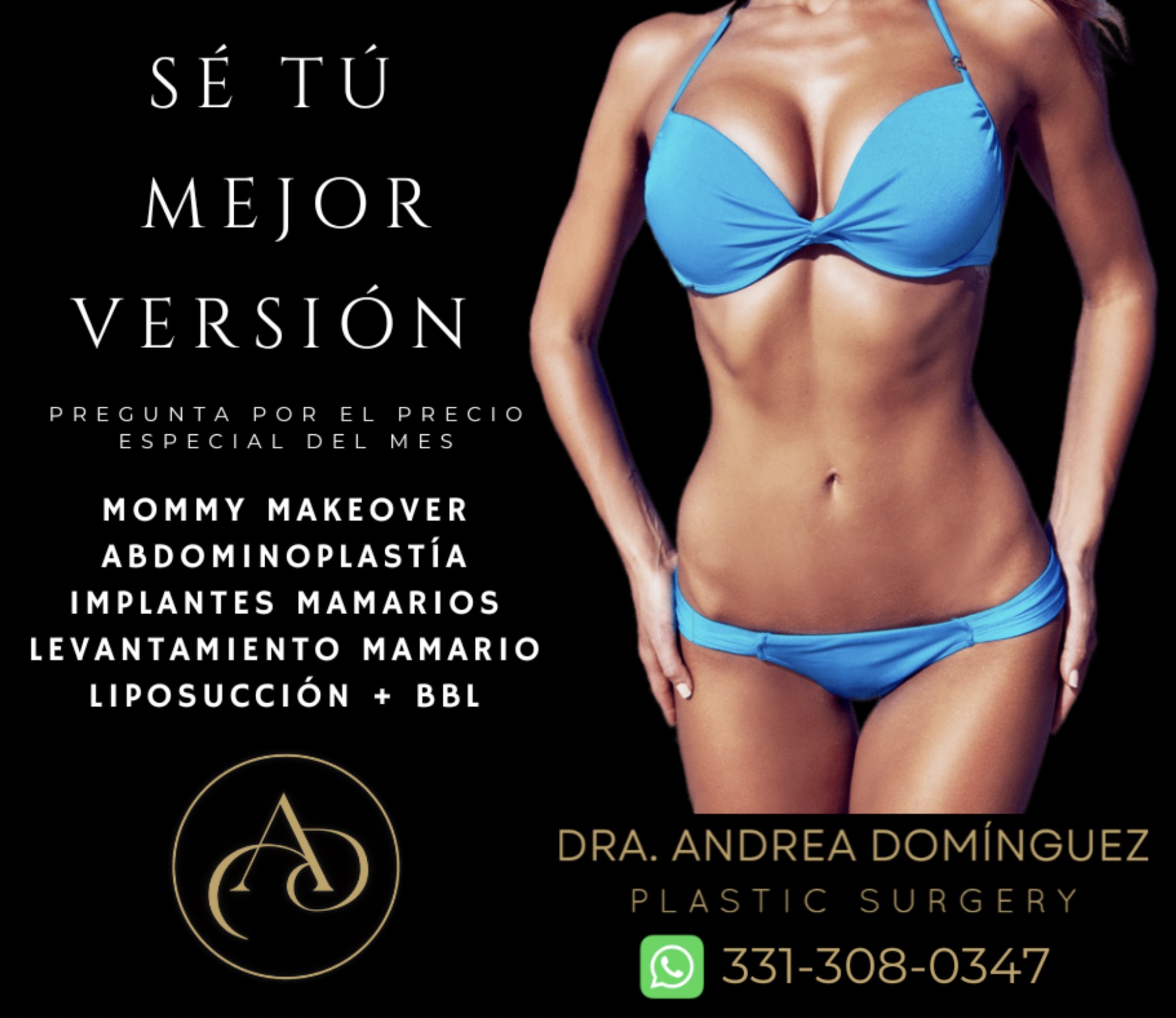 Dra. Andrea Domínguez plastic surgery Facebook ad: DESCUBRE TU MEJOR VERSIÓN