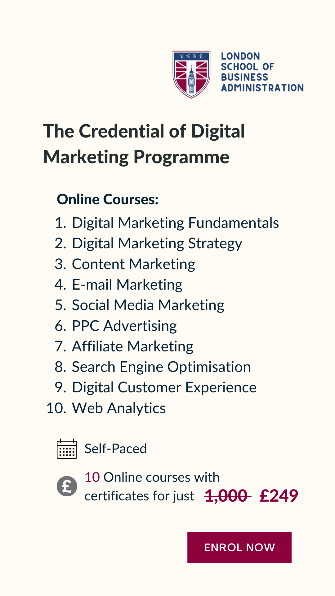 London School of Business Administration Facebook ad