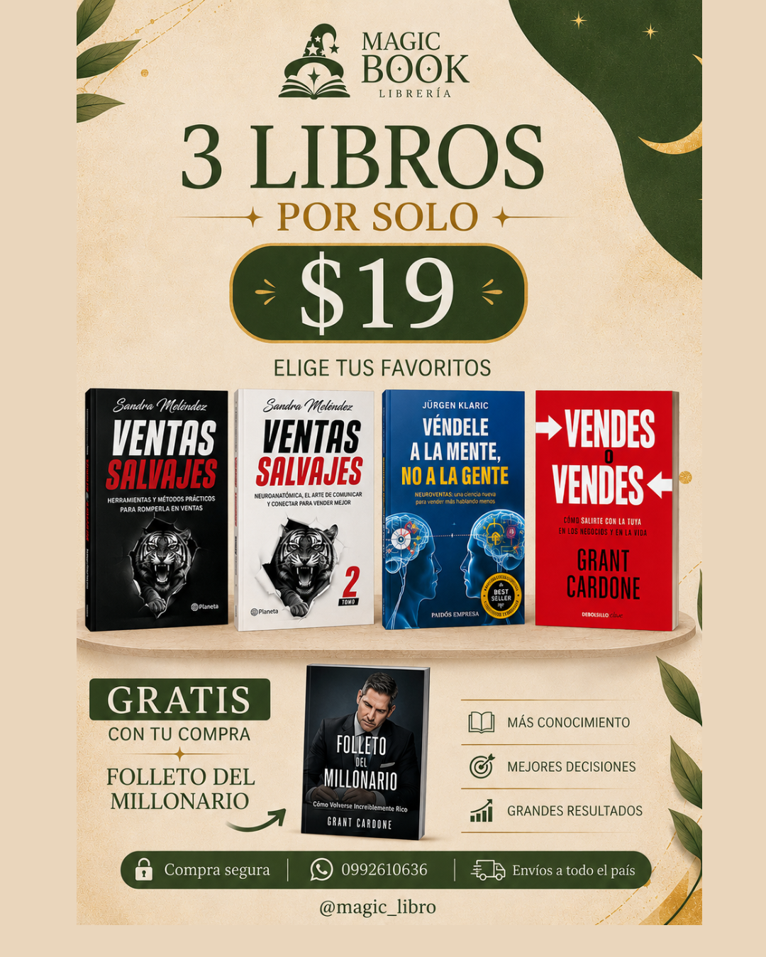 Magic Book Facebook ad: Convierte conocimiento en resultados.