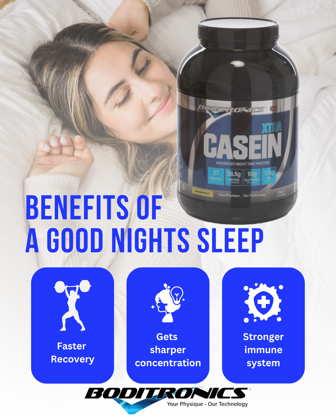 Boditronics Facebook ad: Are you really getting quality sleep? Fuel recovery…