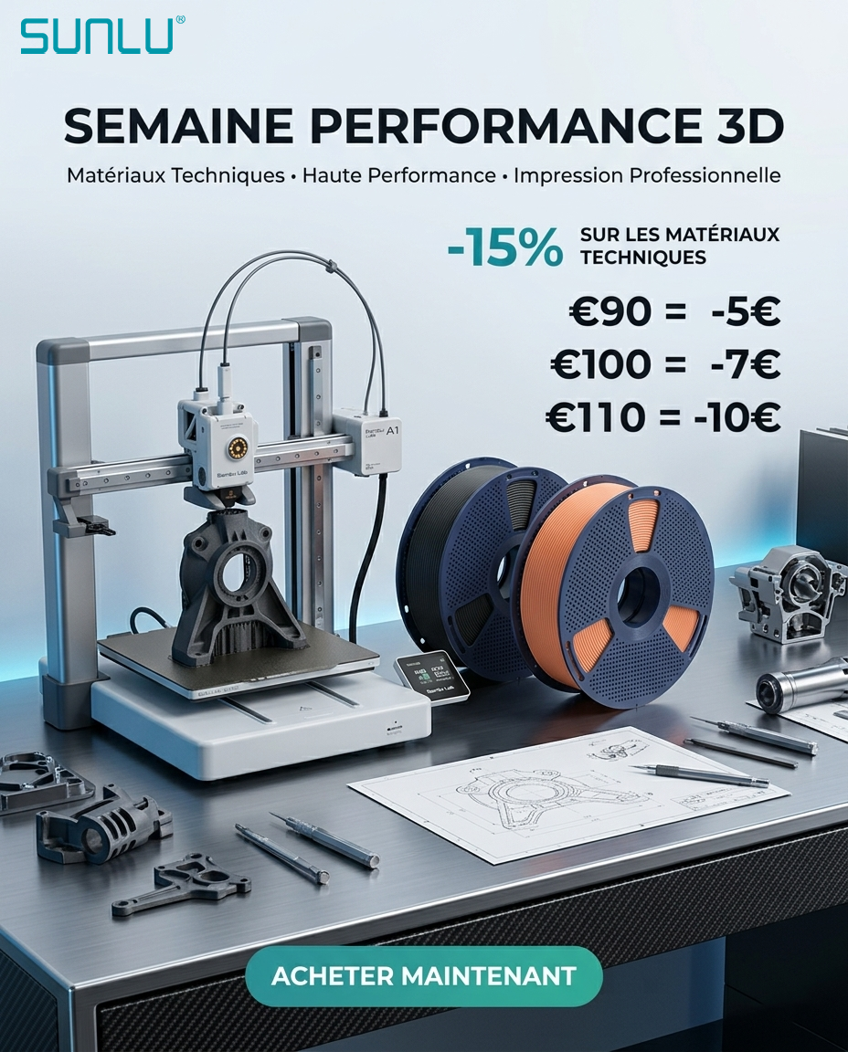 SUNLU FR Facebook ad: SUNLU Semaine Spéciale: L’Esprit du Tennis & l’Innovation 3D