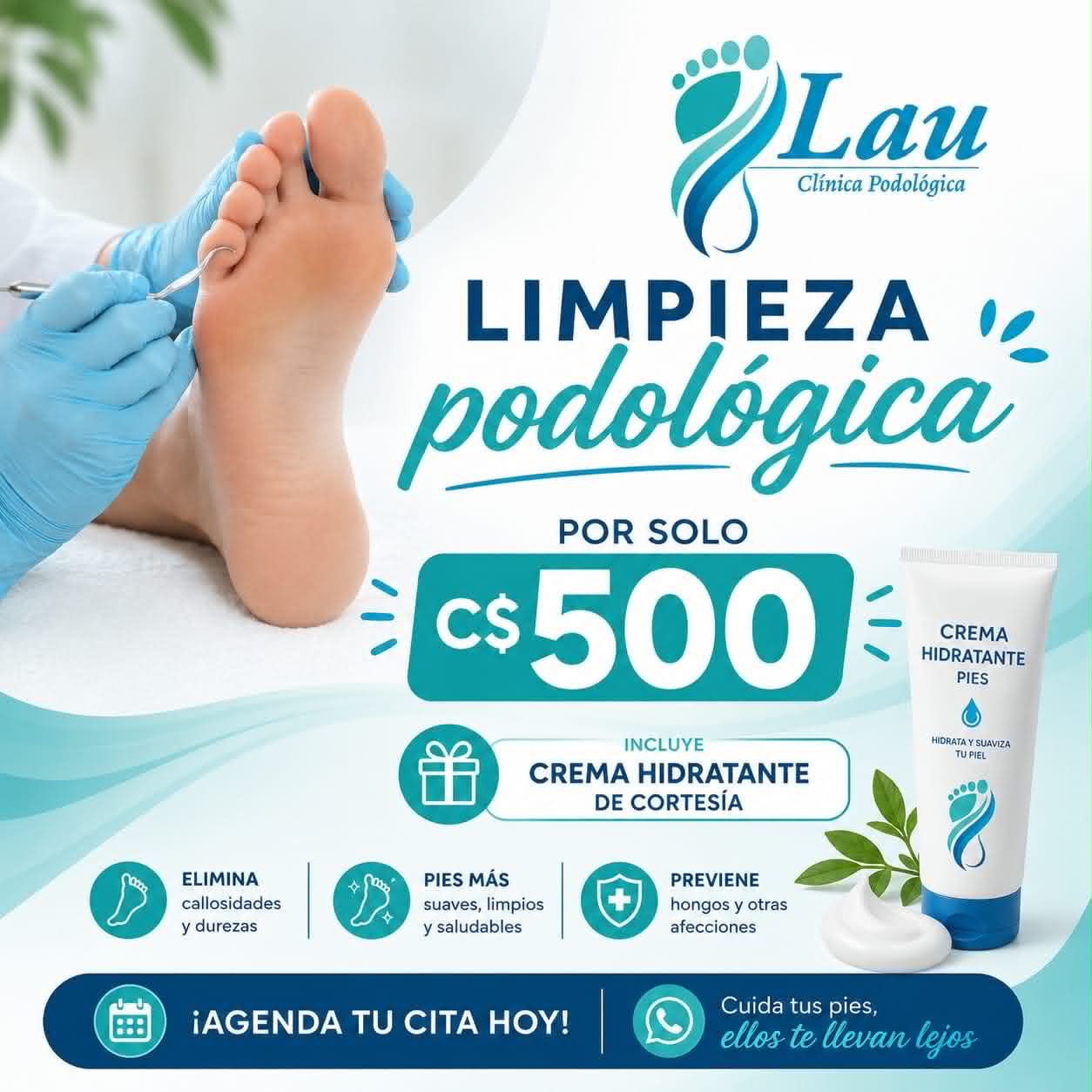 Clínica Podologíca Lau Facebook ad: Es momento de cuidar tus pies.
