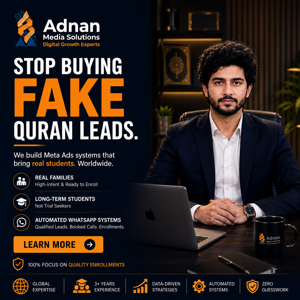 Adnan Media Solution Facebook ad: More Student Enrollments. Less Wasted Ad Spend.