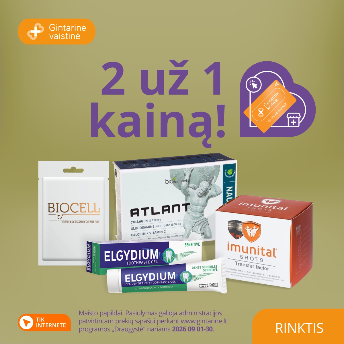Gintarinė Vaistinė Facebook ad: Pirk du - mokėk mažiau