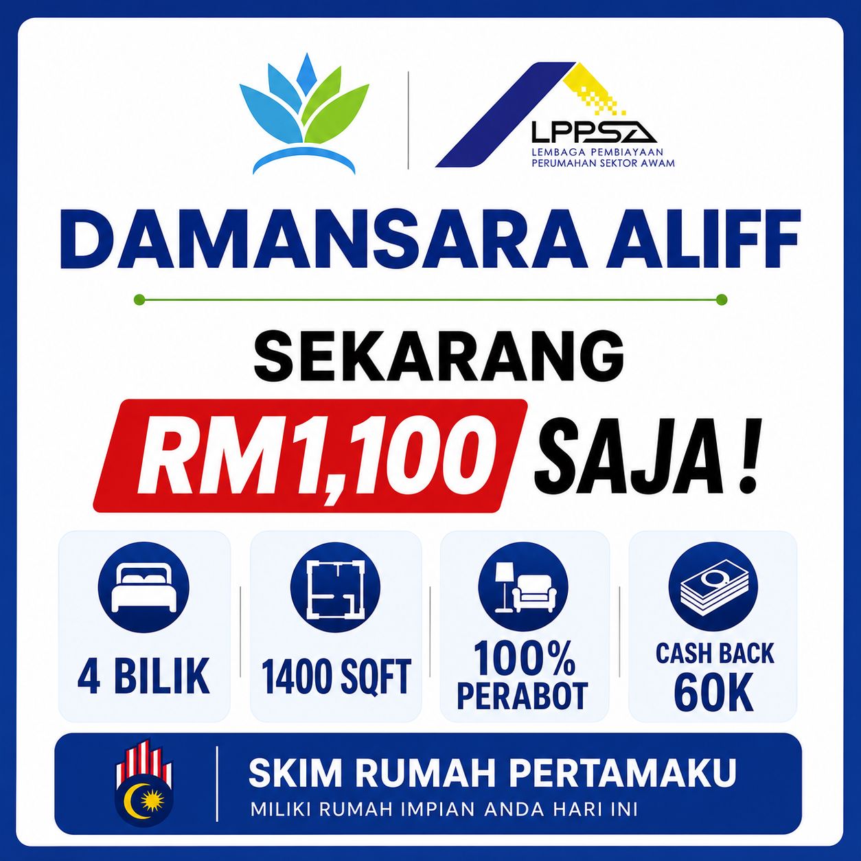 CONDO MURAH JB Facebook ad: CASH BACK RM 60K | FULLY FURNISHED